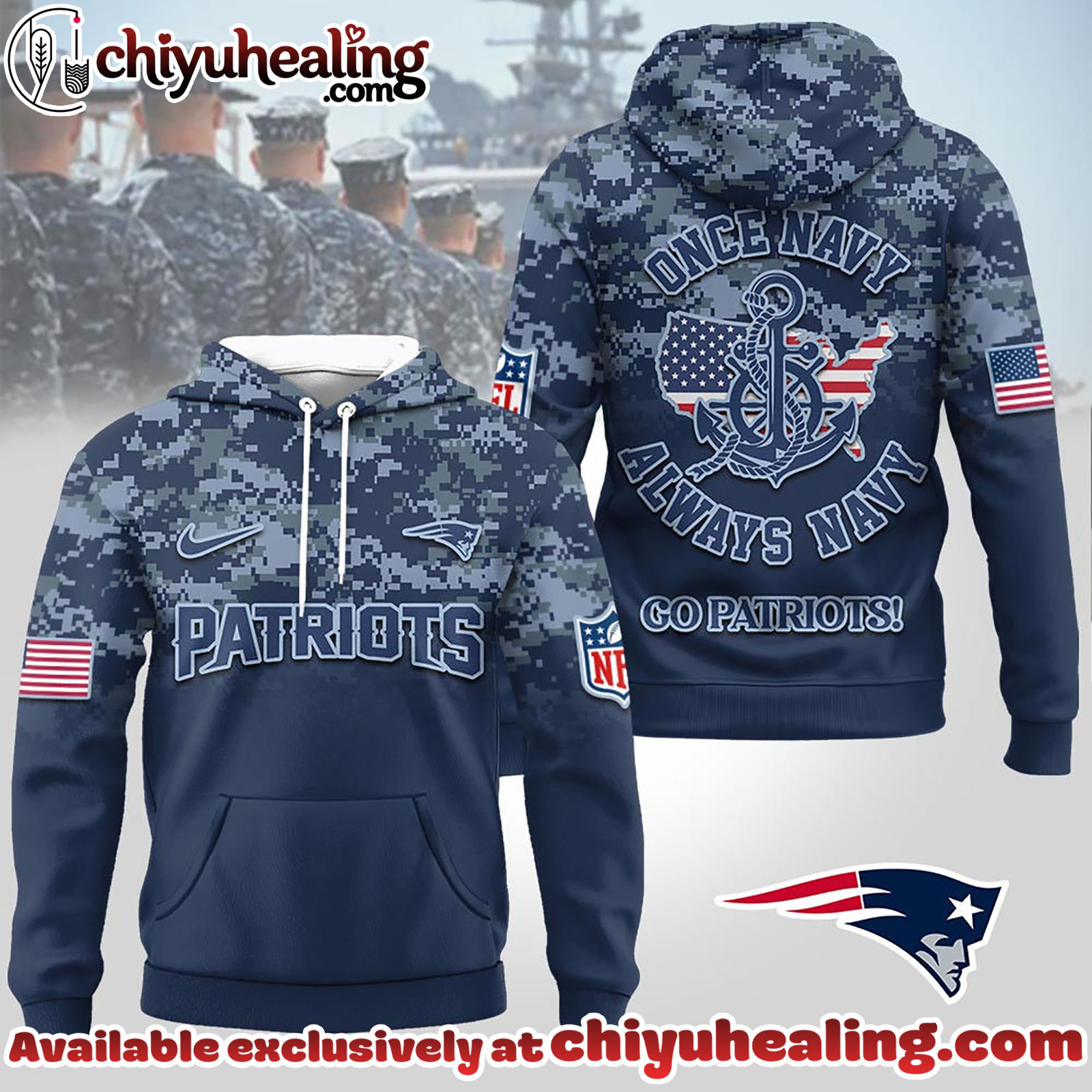 New England Patriots Premium NFL US Navy 3D Hoodie, Sweatshirt, T-Shirt, All Team NFL