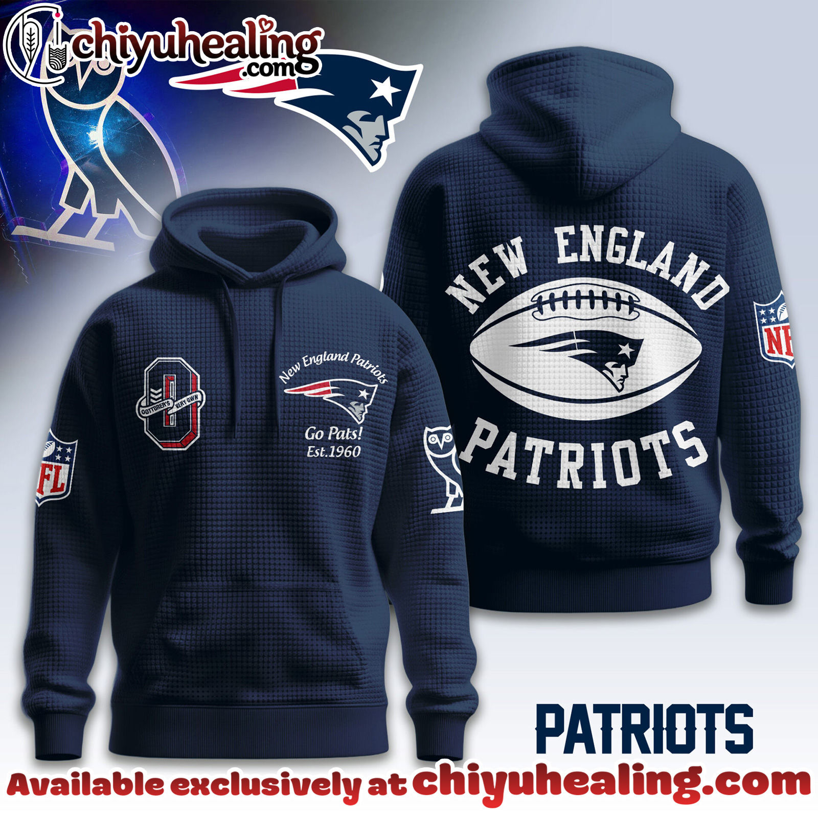 New England Patriots Premium NFL x OVO 3D Waffle Hoodie, Sweatshirt, Shirt, All Team NFL