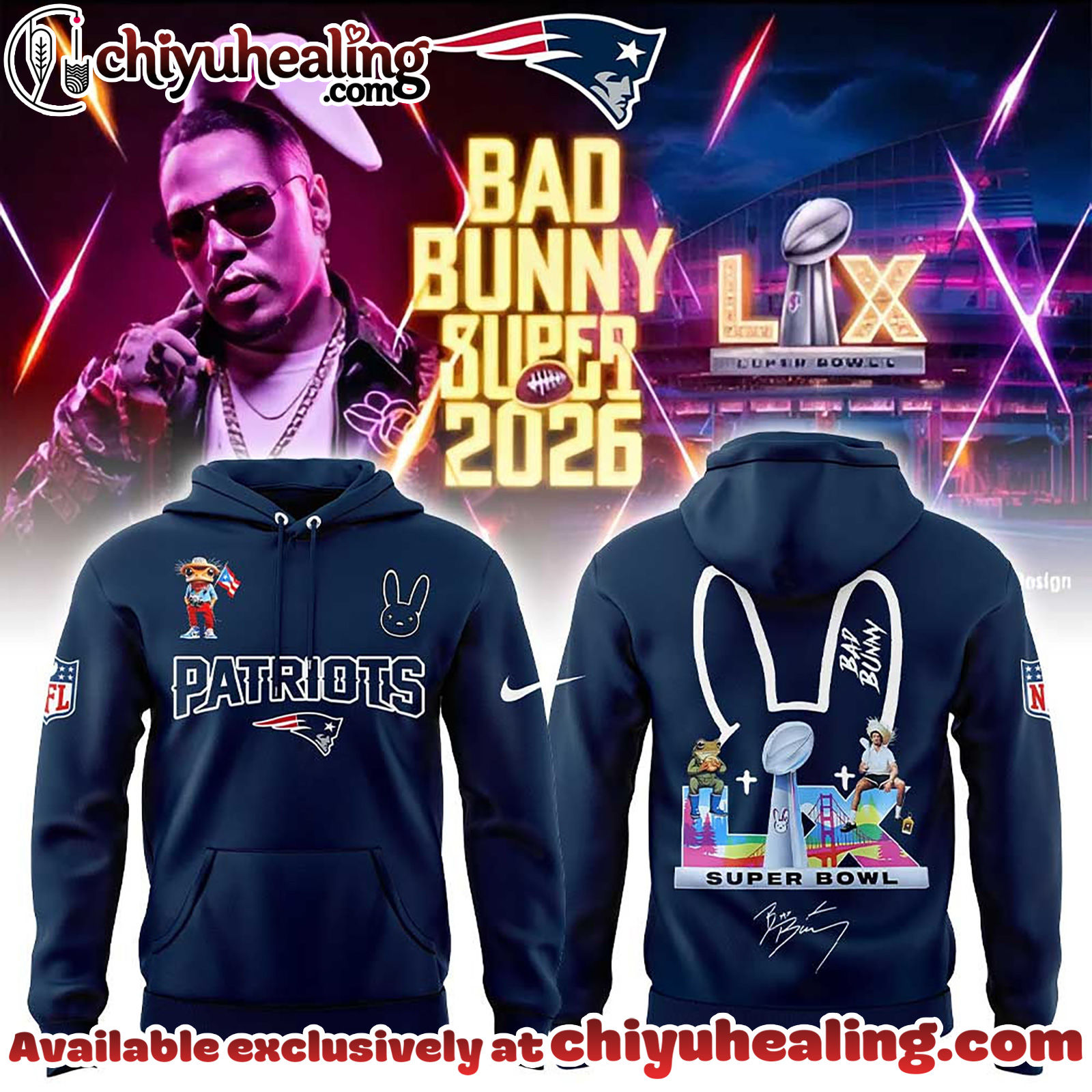 New England Patriots x Bad Bunny Super Bowl 2026 Combo Hoodie, Sweatshirt, Tshirt V3