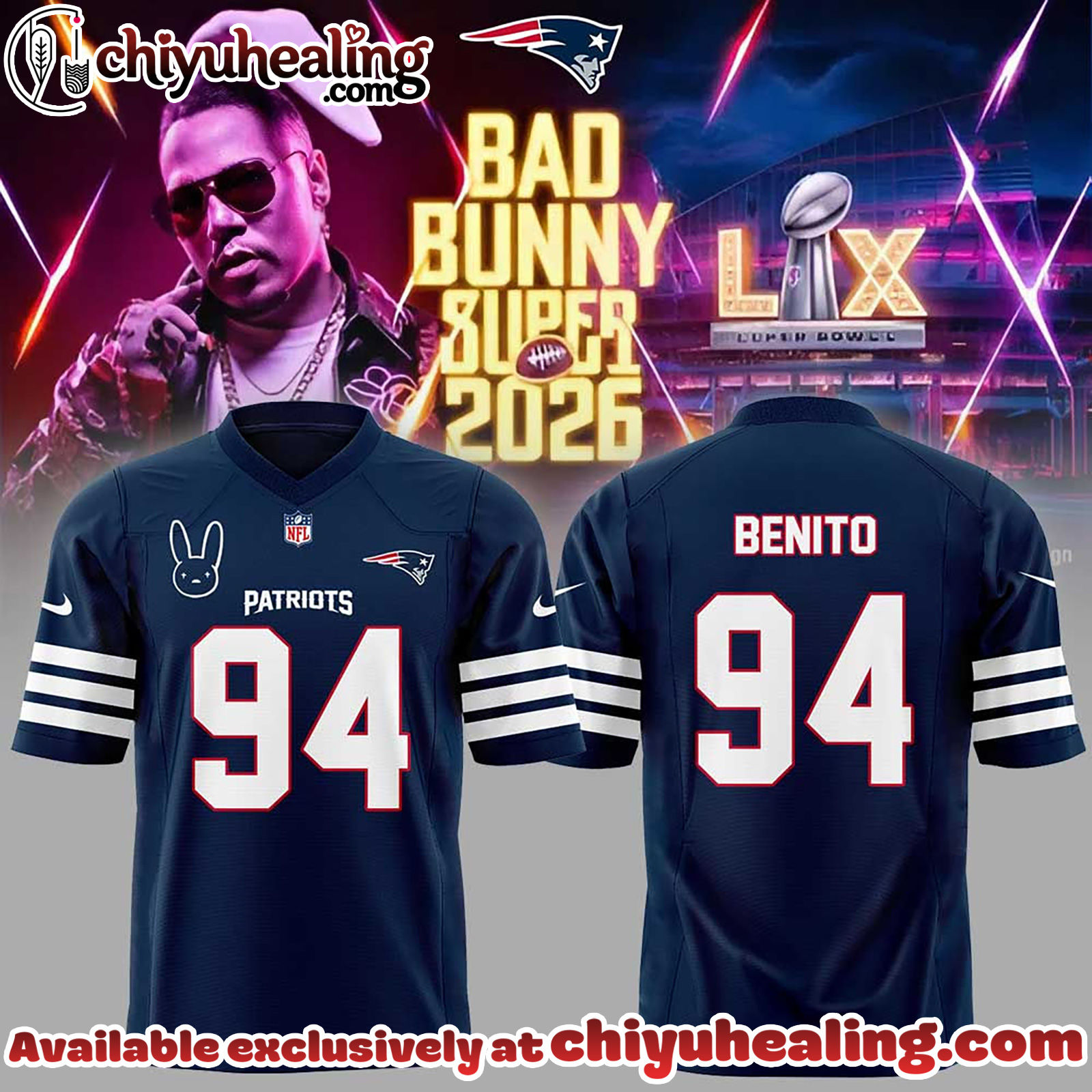 New England Patriots x Bad Bunny Super Bowl 2026 Football Jersey