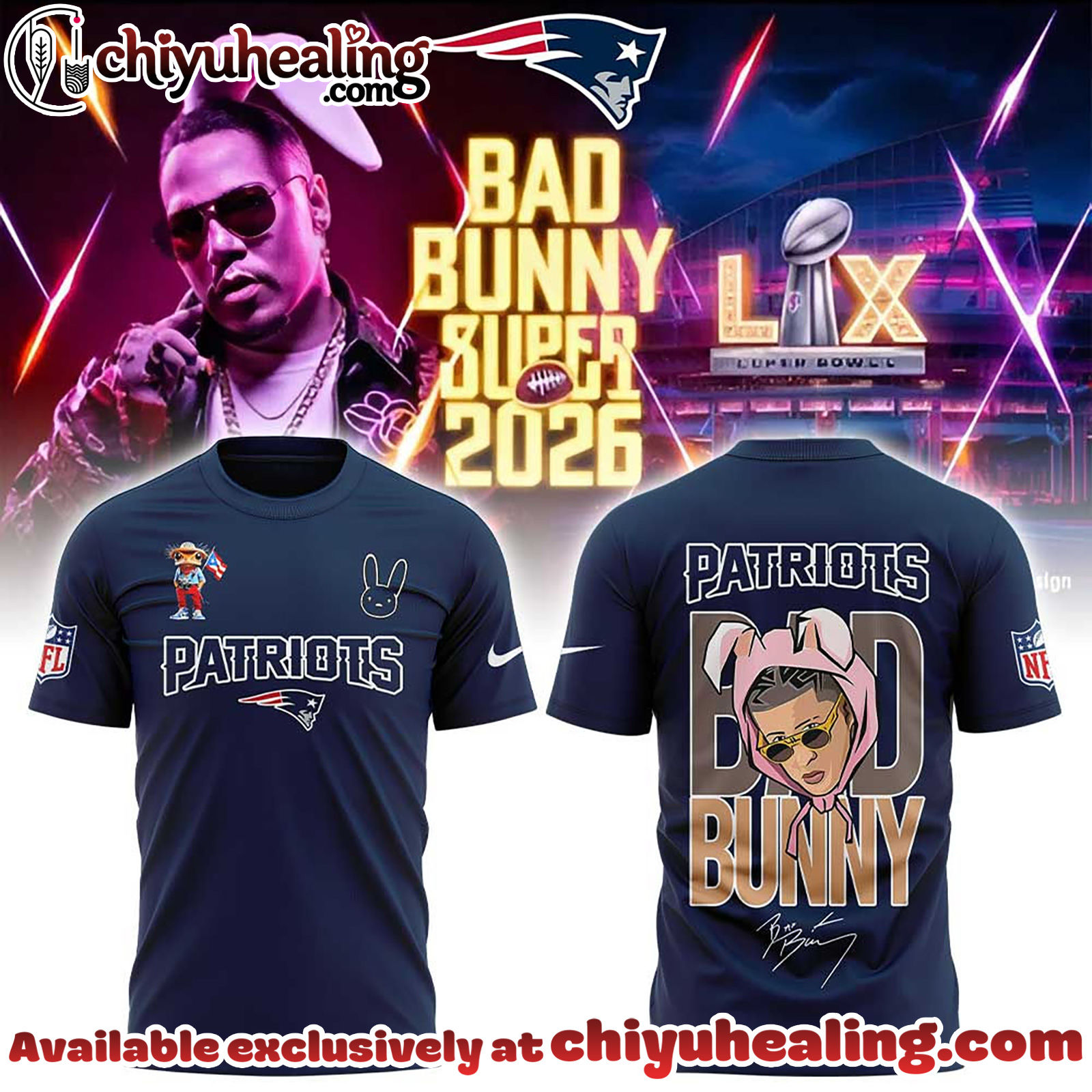 New England Patriots x Bad Bunny Super Bowl 2026 Tshirt, Sweatshirt, Hoodie V2