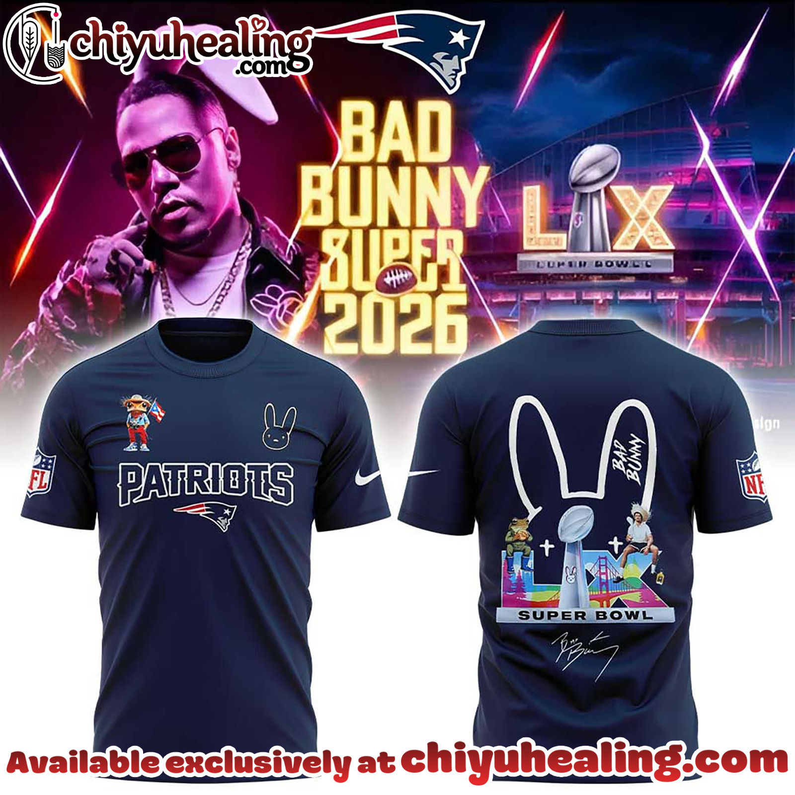 New England Patriots x Bad Bunny Super Bowl 2026 Tshirt, Sweatshirt, Hoodie V3