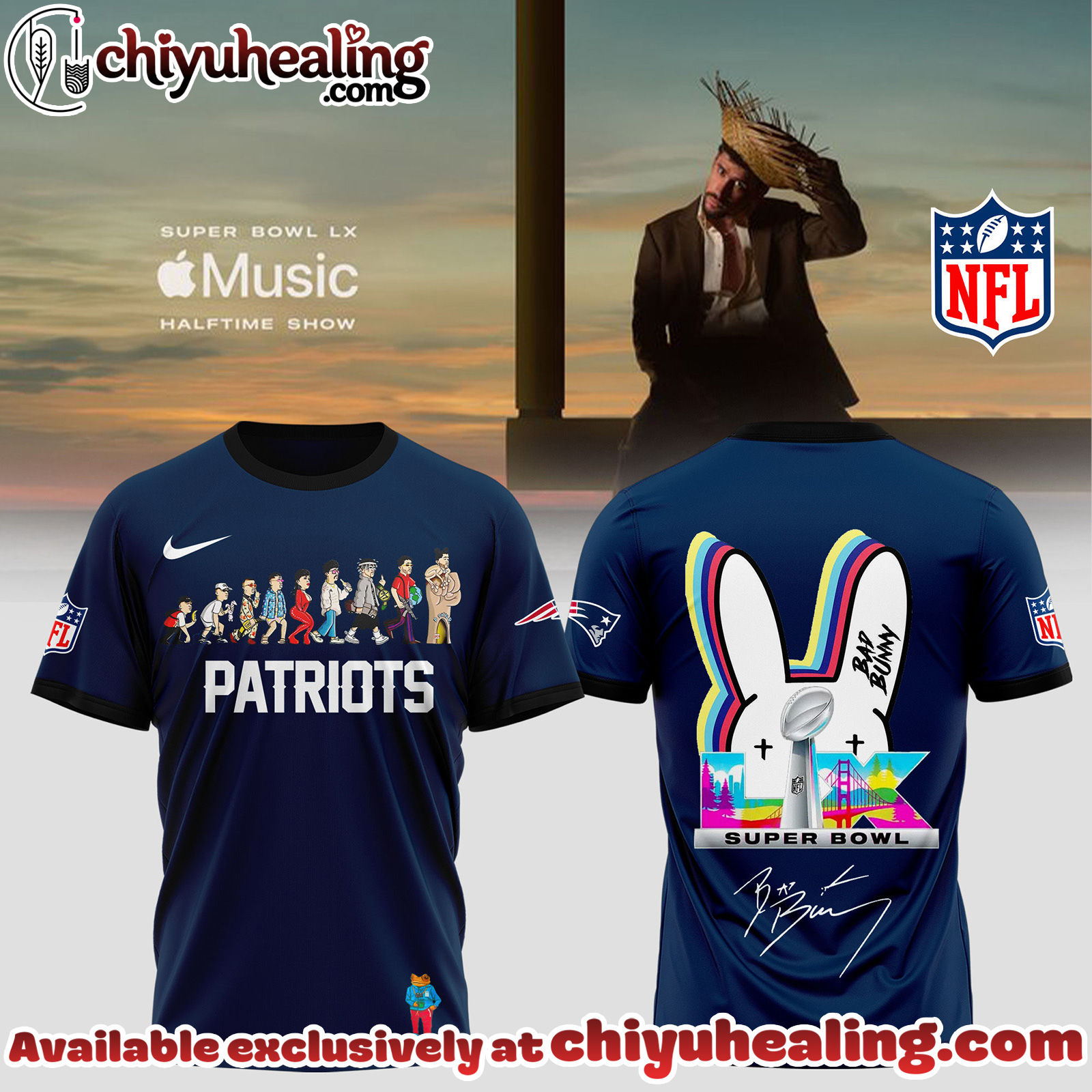 New England Patriots x Bad Bunny Super Bowl Limited Edition Tshirt, Sweatshirt, Hoodie
