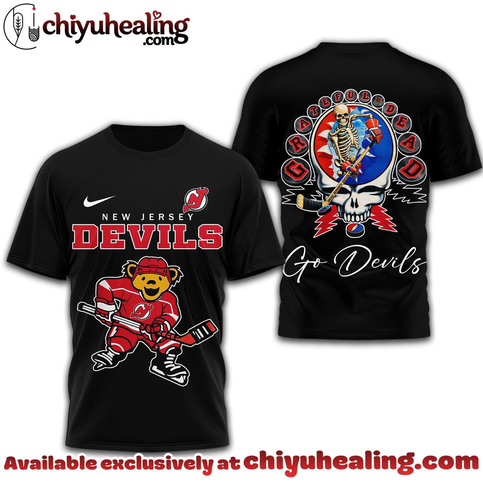 New Jersey Devils Premium NHL Deadhead 3D Shirt New Jersey Devils Premium NHL Deadhead 3D Shirt