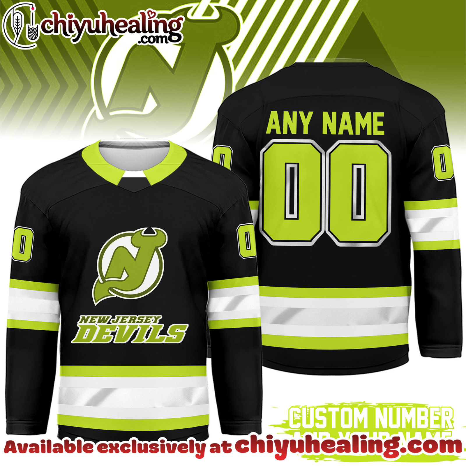 New Jersey Devils Premium NHL Hi-Vis Hockey Spirit Custom Name and Number Jersey
