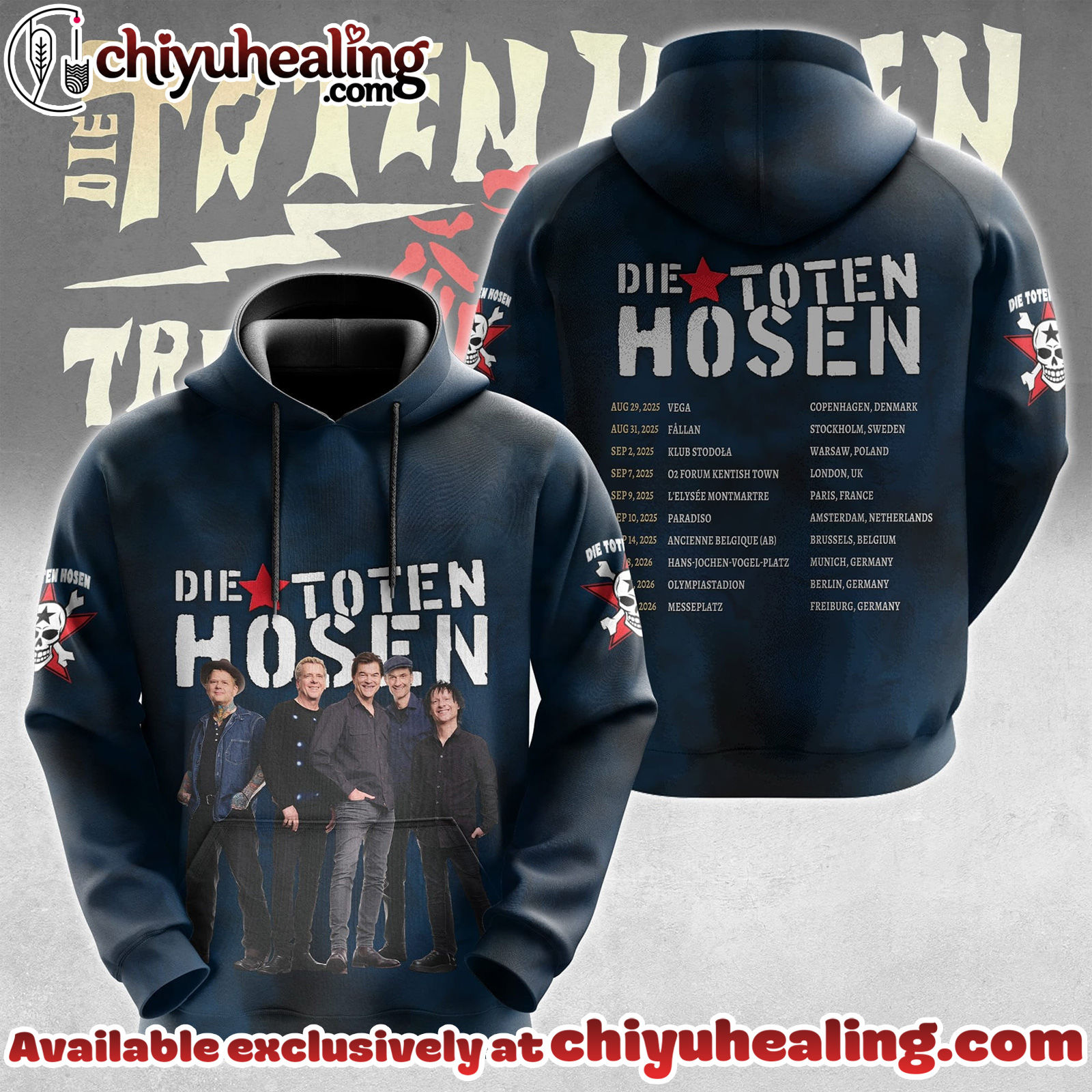 New Limited Edition Die Toten Hosen Eu Tour 2025 3D Apparel Hoodie, Sweatshirt, Shirt