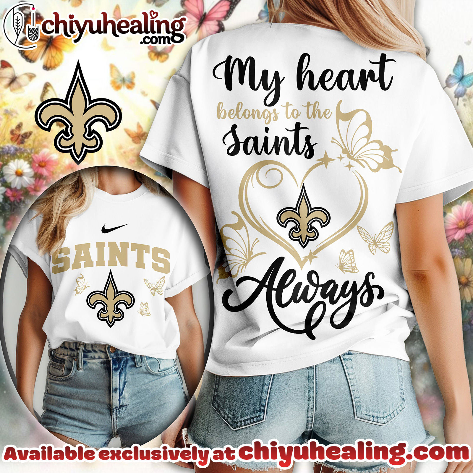 New Orleans Saints Premium NFL Butterfly Women Shirt, Hoodie, Sweatshirt
