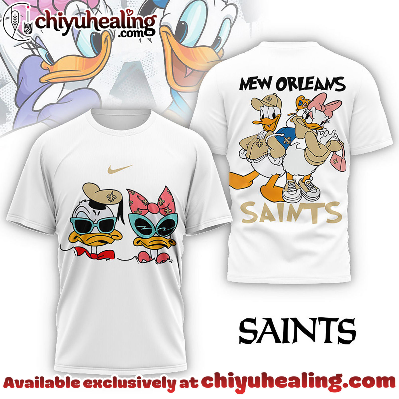 New Orleans Saints Premium NFL Donald And Daisy 3D Tshirt, Sweatshirt, Hoodie