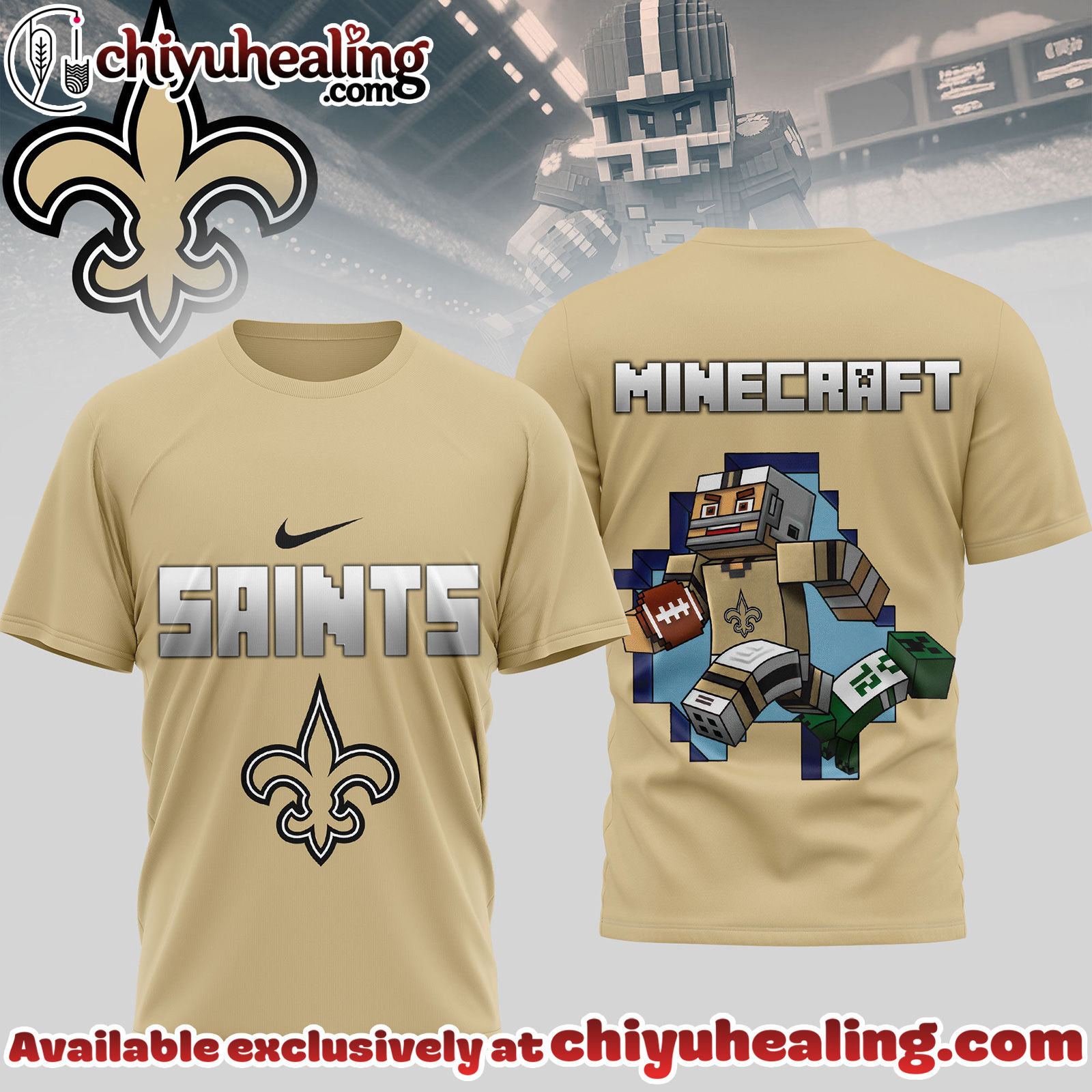 New Orleans Saints Premium NFL Minecraft 3D Shirt