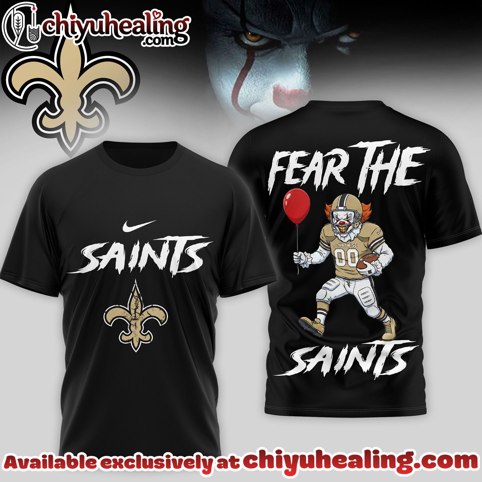 New Orleans Saints Premium NFL Pennywise 3D Shirt New Orleans Saints Premium NFL Pennywise 3D Shirt