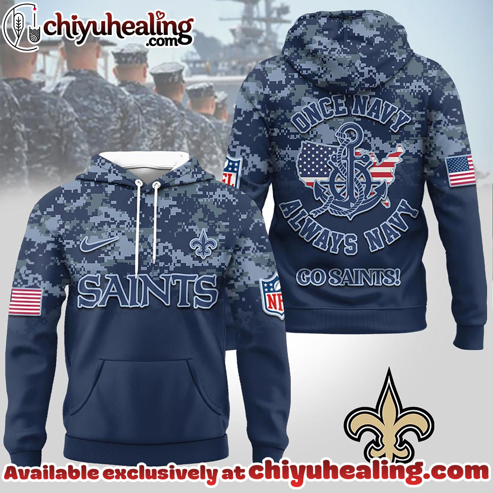 New Orleans Saints Premium NFL US Navy 3D Hoodie, Sweatshirt, T-Shirt, All Team NFL