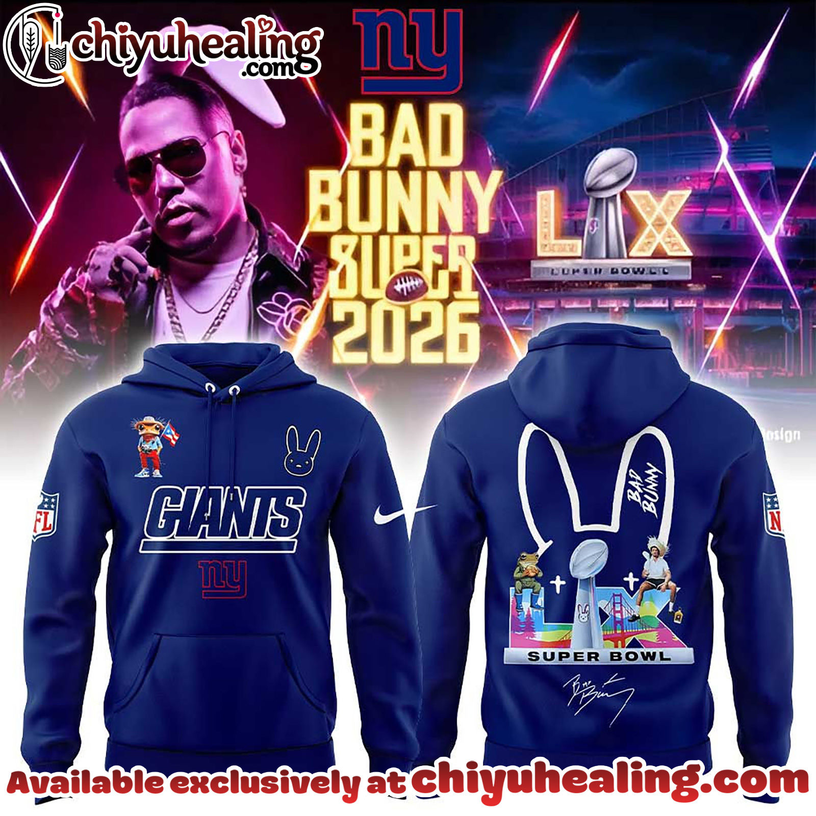 New York Giants x Bad Bunny Super Bowl 2026 Combo Hoodie, Sweatshirt, Tshirt V3