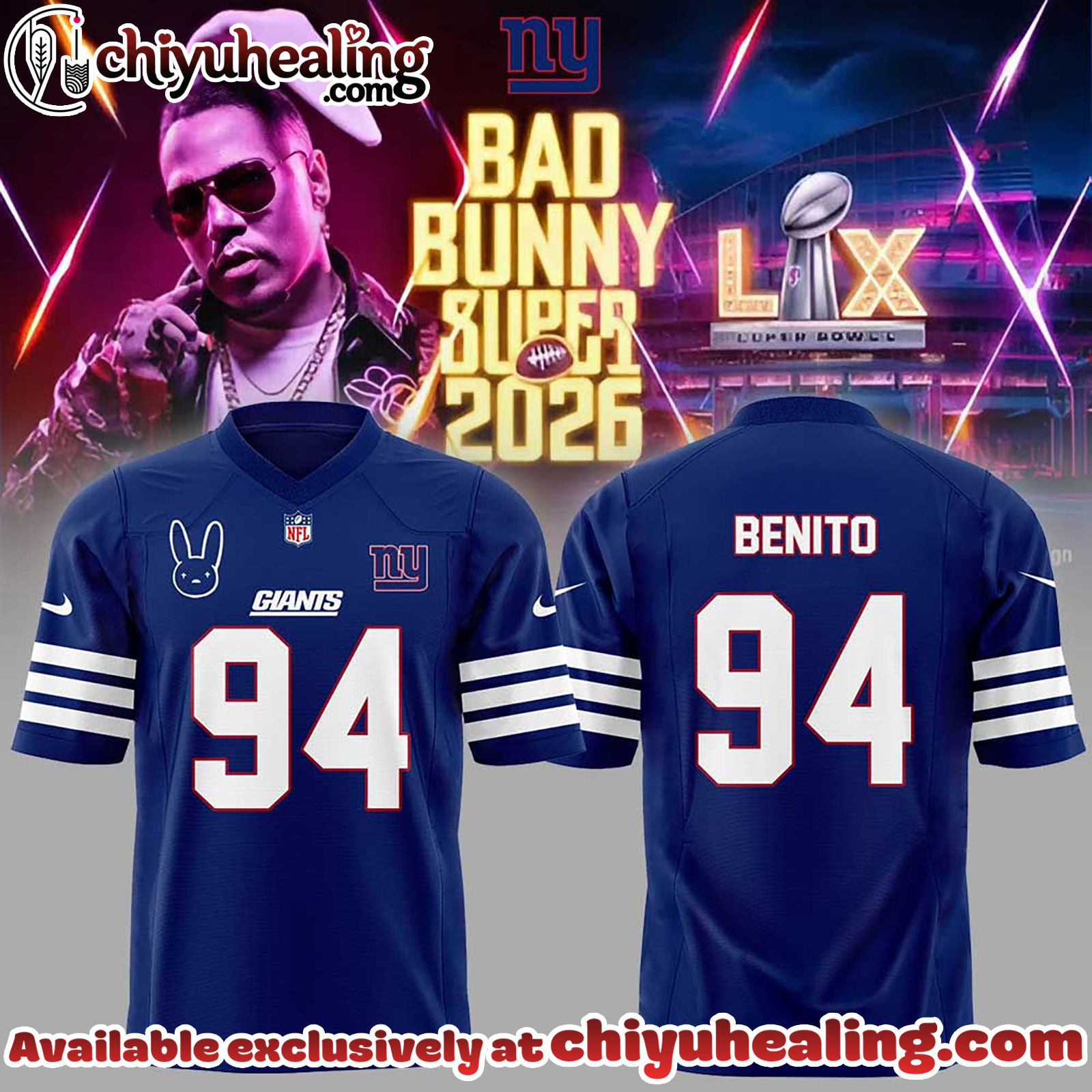 New York Giants x Bad Bunny Super Bowl 2026 Football Jersey V2