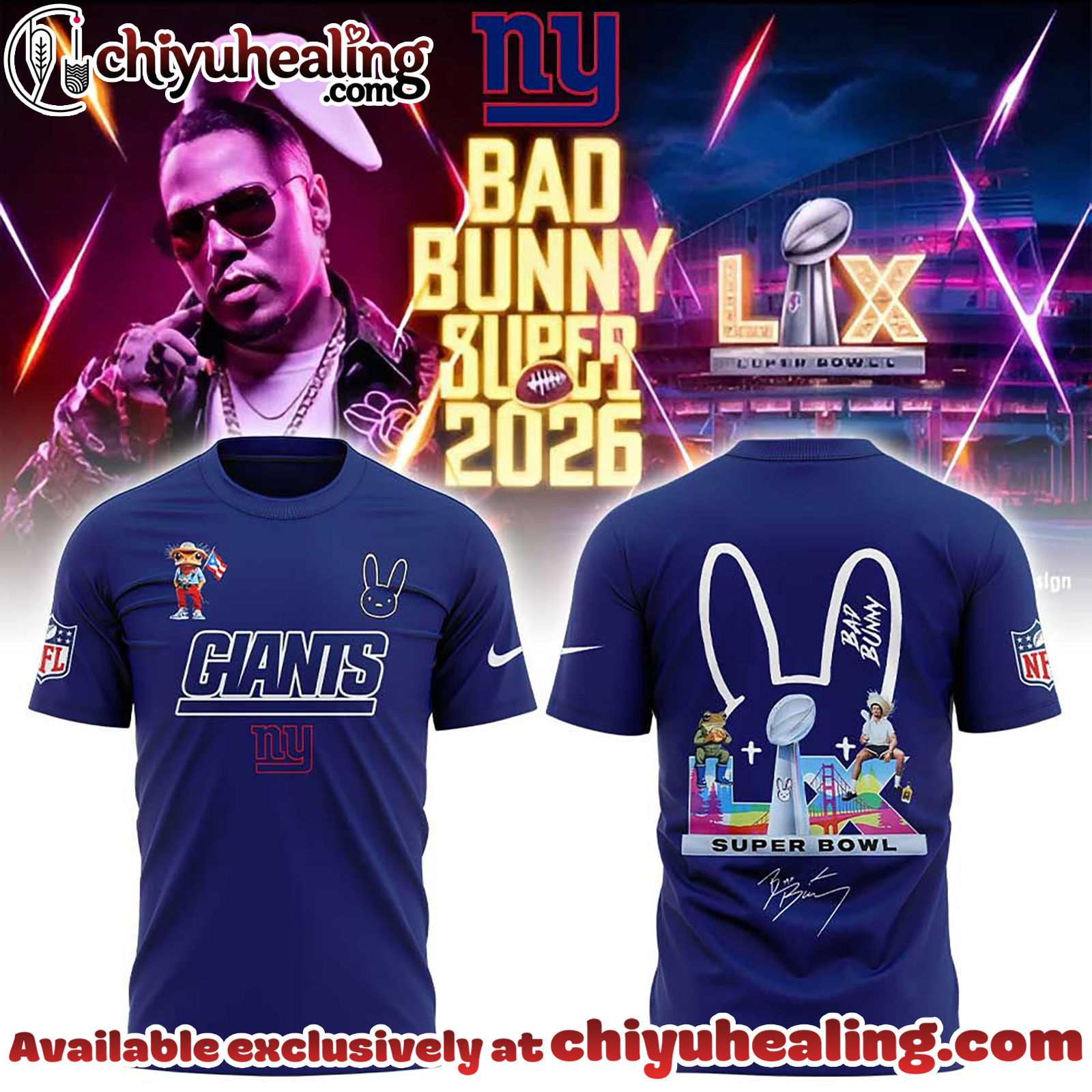 New York Giants x Bad Bunny Super Bowl 2026 Tshirt, Sweatshirt, Hoodie V3