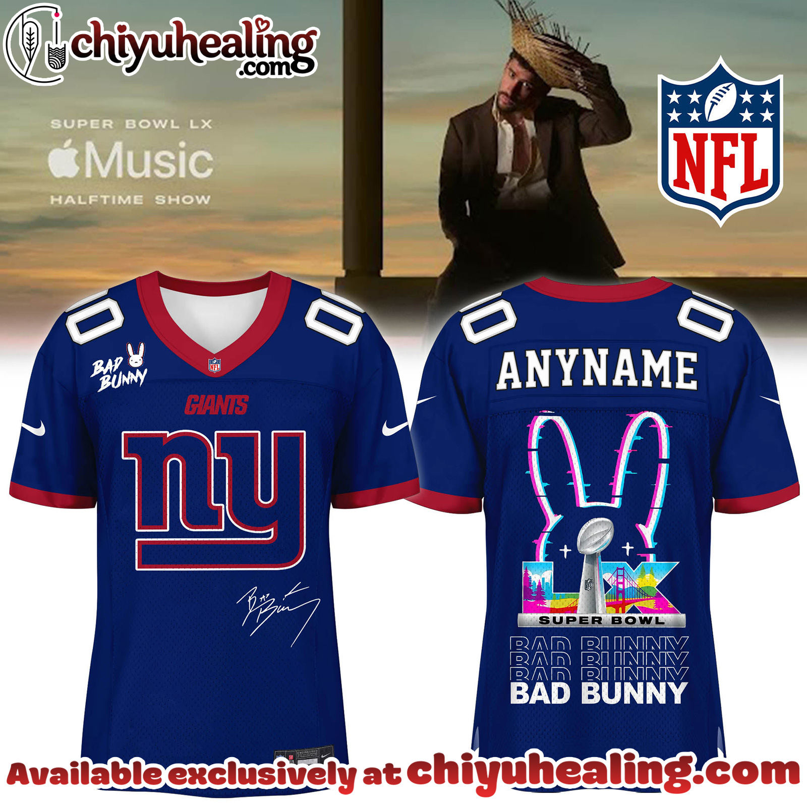 New York Giants x Bad Bunny Super Bowl Football Jersey Limited Edition