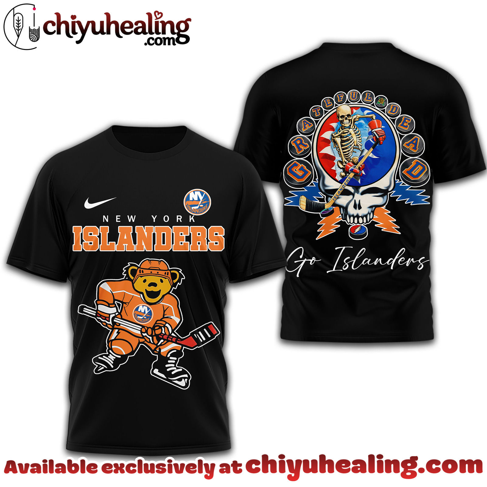 New York Islanders Premium NHL Deadhead 3D Shirt New York Islanders Premium NHL Deadhead 3D Shirt