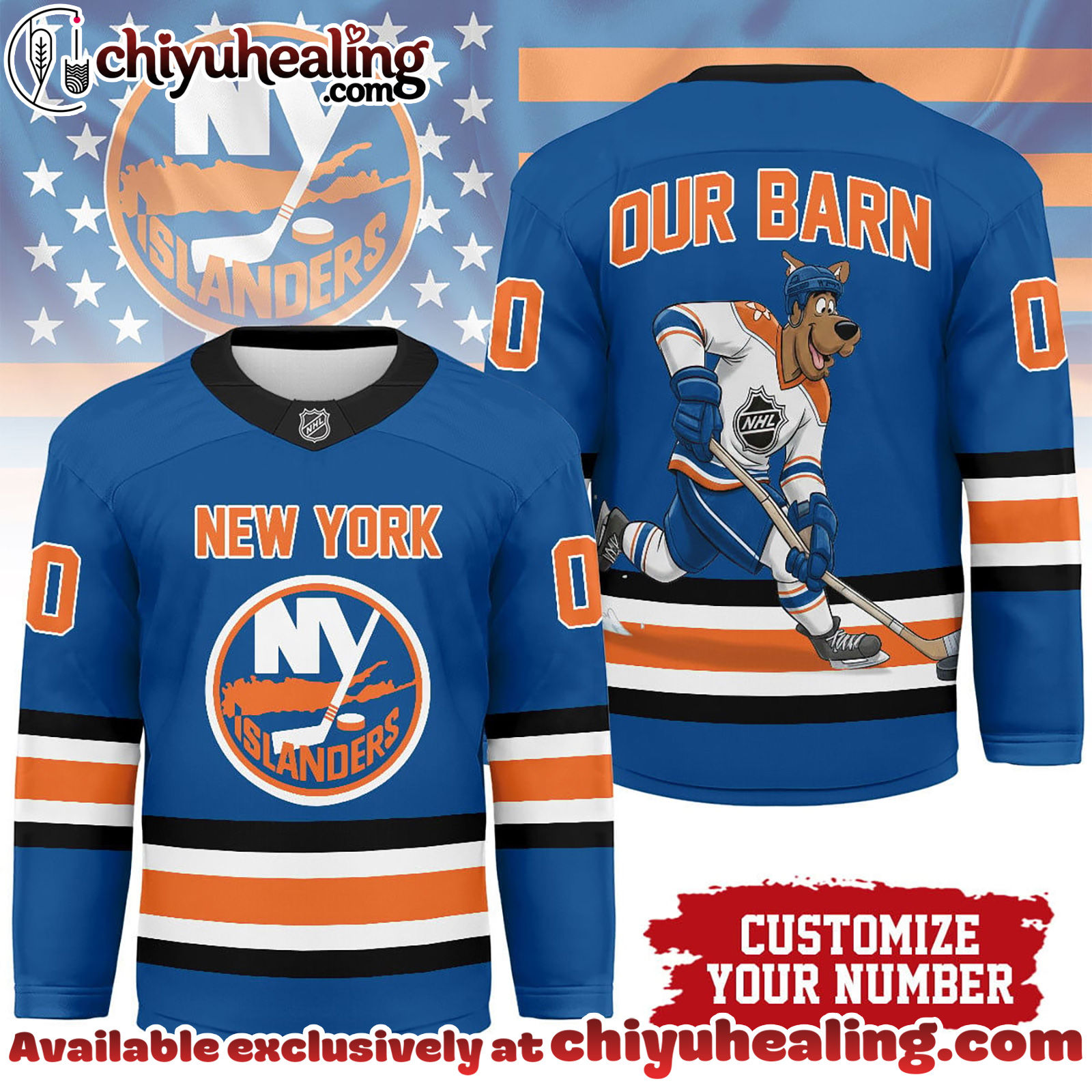 New York Islanders Premium NHL Scooby Doo Personalized Hockey Jersey