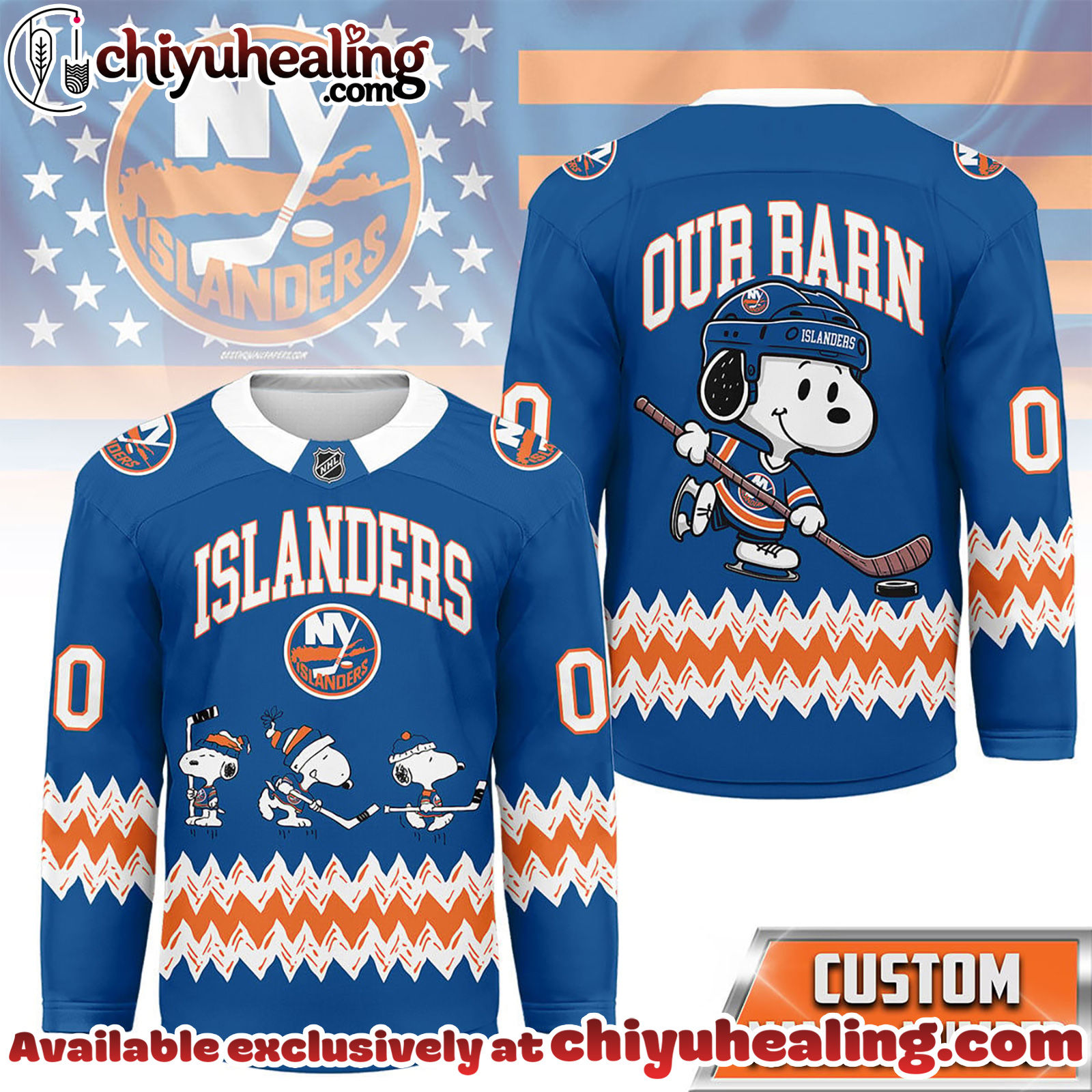 New York Islanders Premium NHL Snoopy Personalized Hockey Jersey