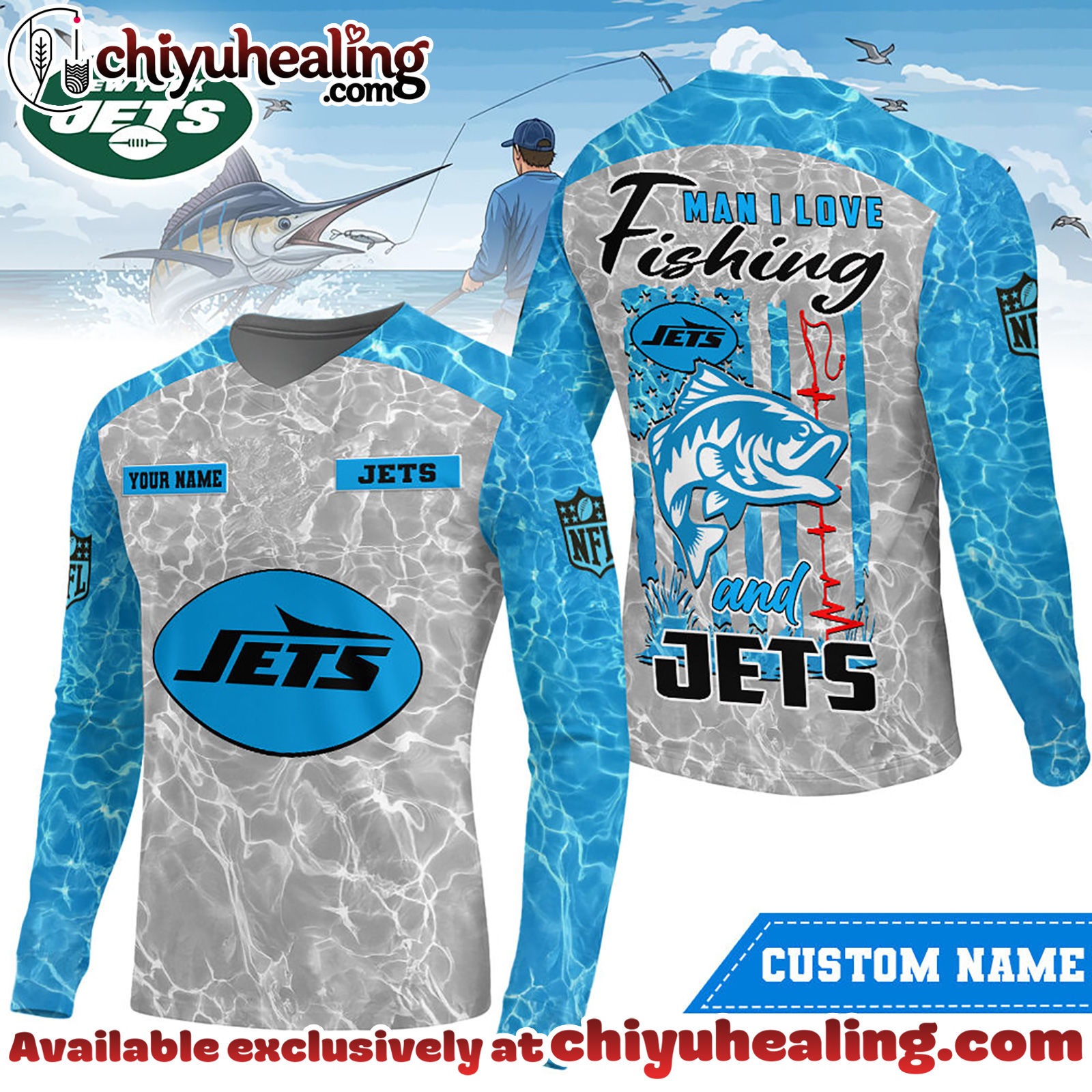 New York Jets Premium NFL Love Fishing Long Sleeve Hoodie, T-shirt, Sweatshirt