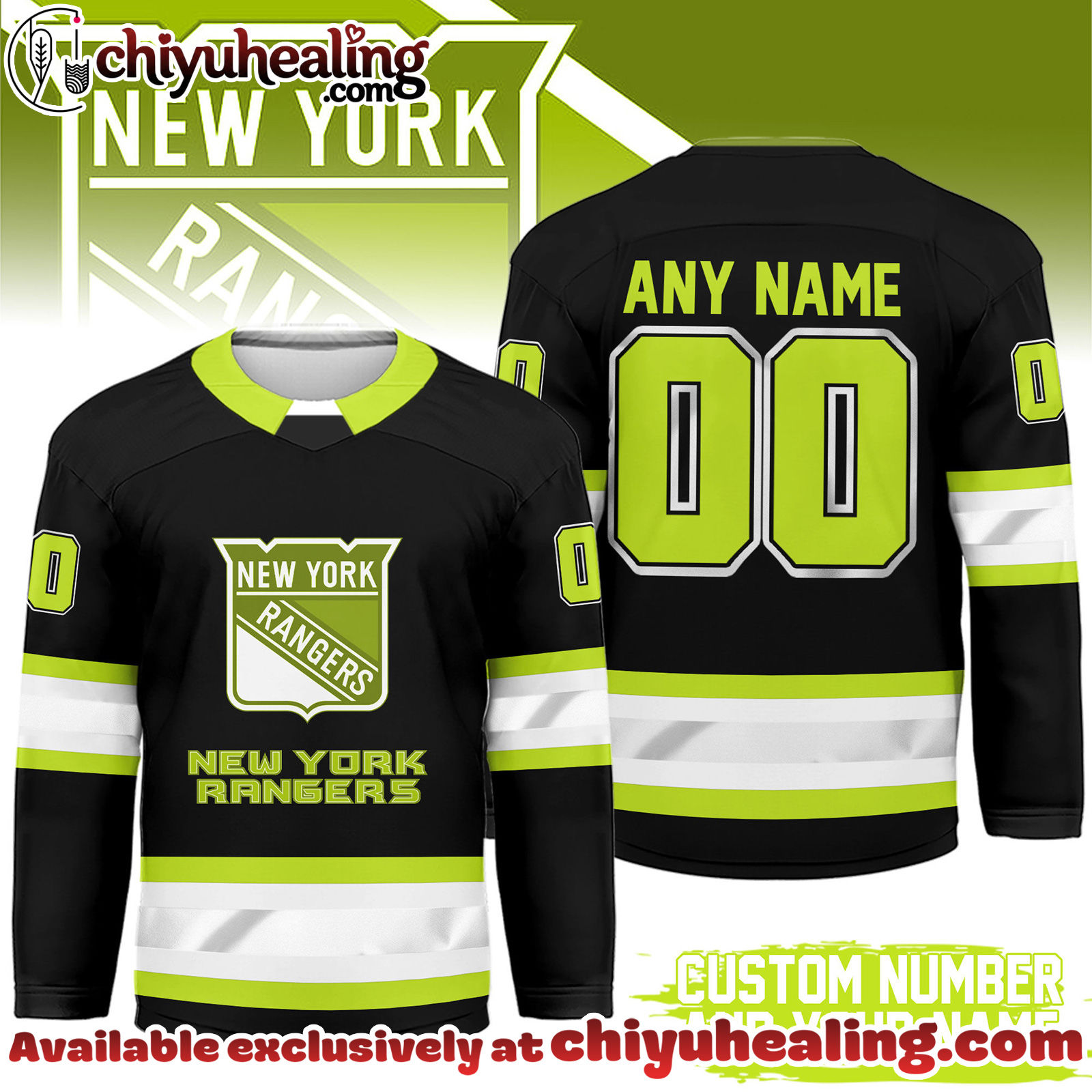 New York Rangers Premium NHL Hi-Vis Hockey Spirit Custom Name and Number Jersey