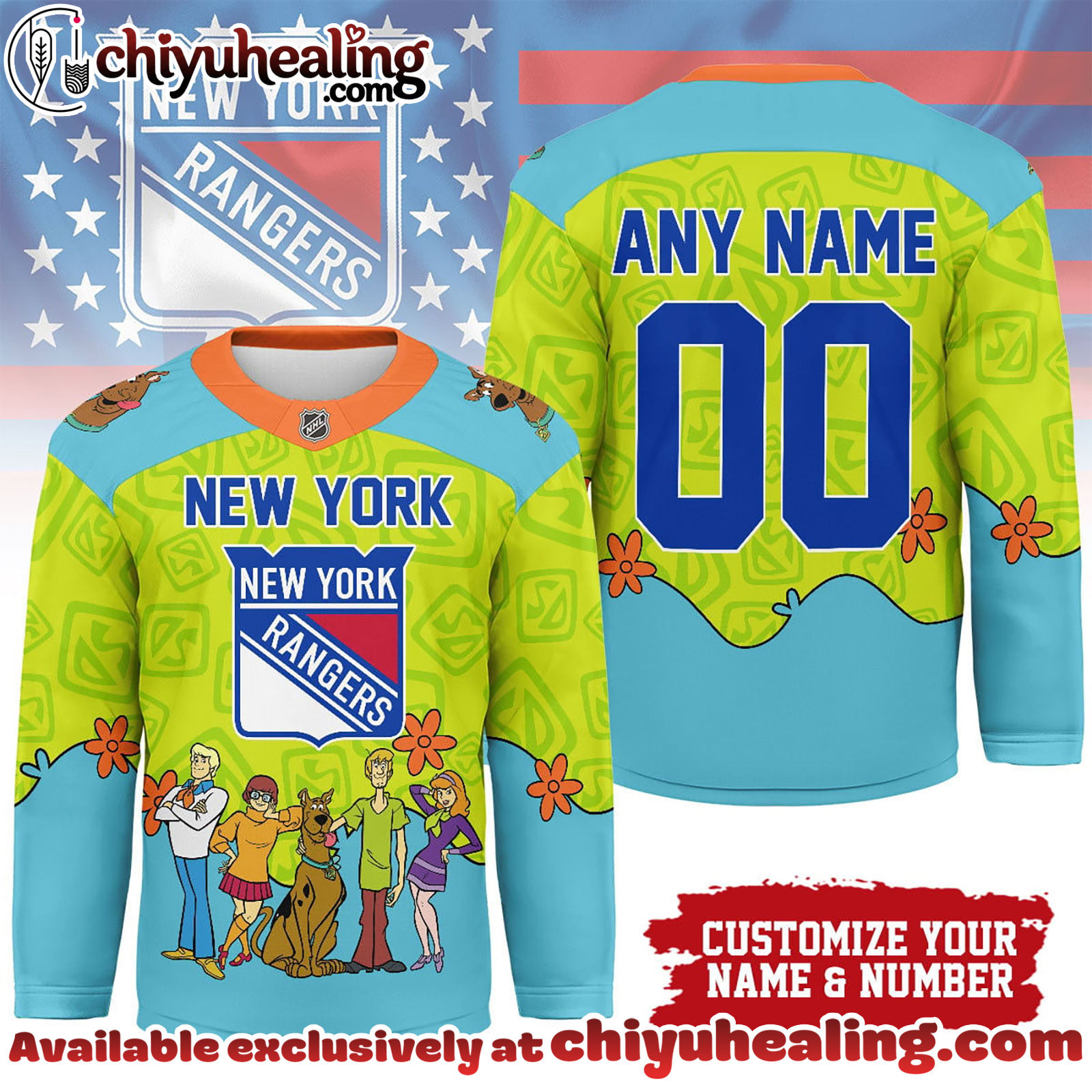 New York Rangers Premium NHL Scooby Doo Hockey Jersey