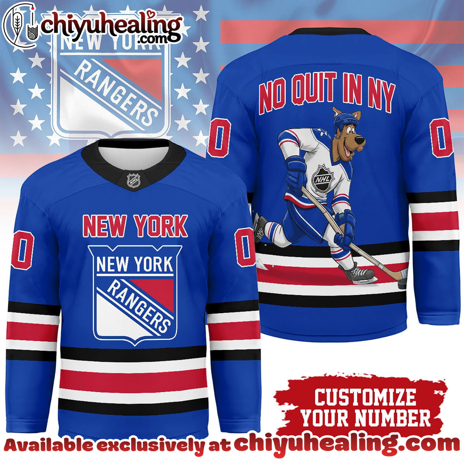 New York Rangers Premium NHL Scooby Doo Personalized Hockey Jersey