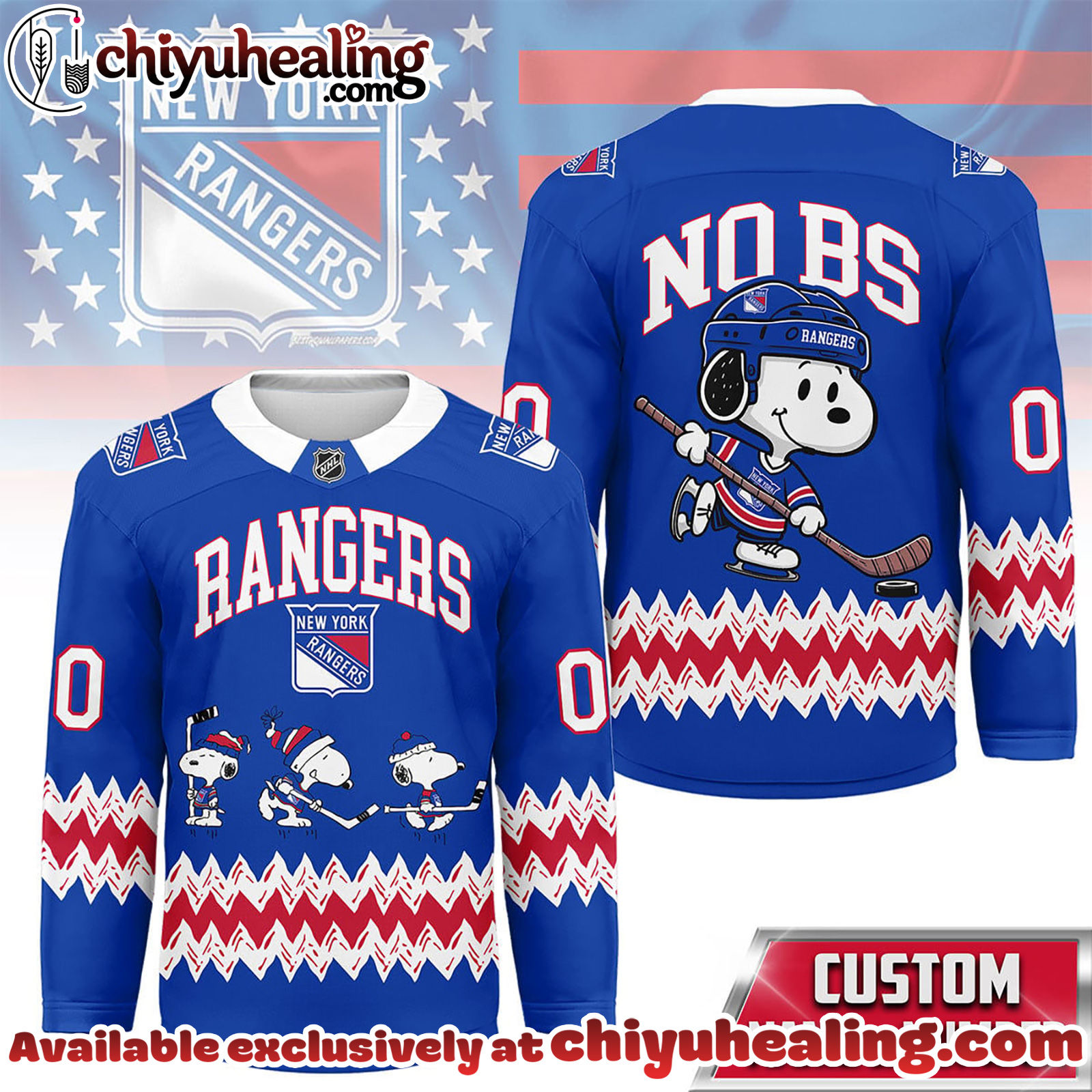 New York Rangers Premium NHL Snoopy Personalized Hockey Jersey