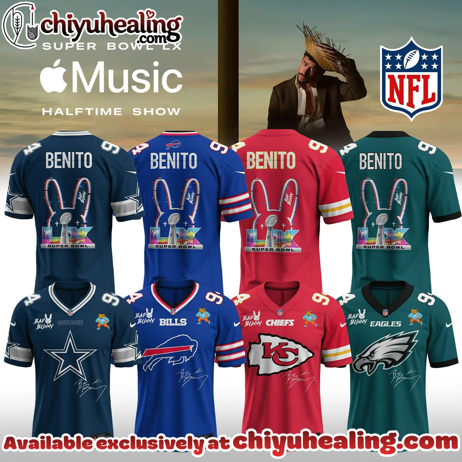 NFL x Bad Bunny 2026 Super Bowl LX Halftime Show Custom Name And Number Jersey