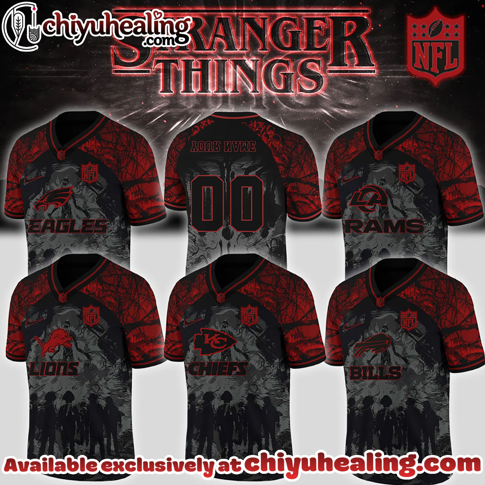 NFL x Stranger Things Jersey - All Teams Edition Custom NameAndNumber