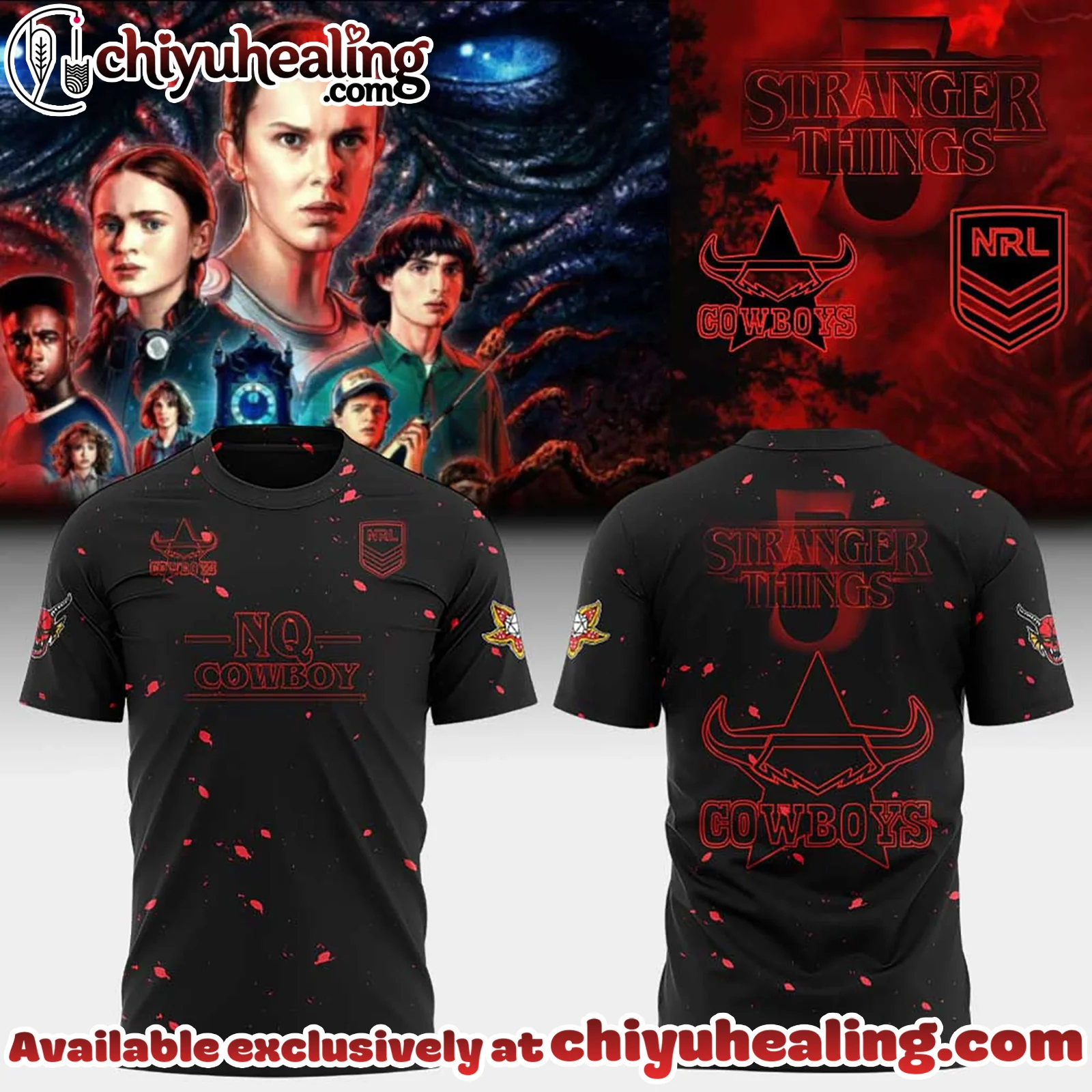 North Queensland Cowboys Stranger Things 5 NRL - All Team NRL Shirt, Hoodie, Sweatshirt