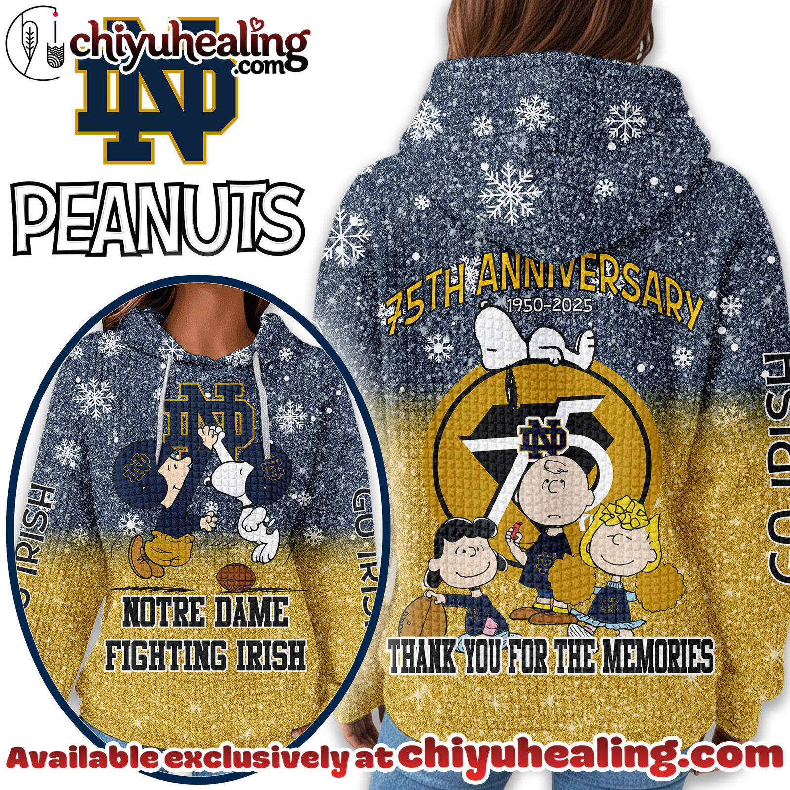 Notre Dame Fighting Irish Premium NCAA Peanuts Anniversary 3D Waffle Hoodie, Sweatshirt, Tshirt HI