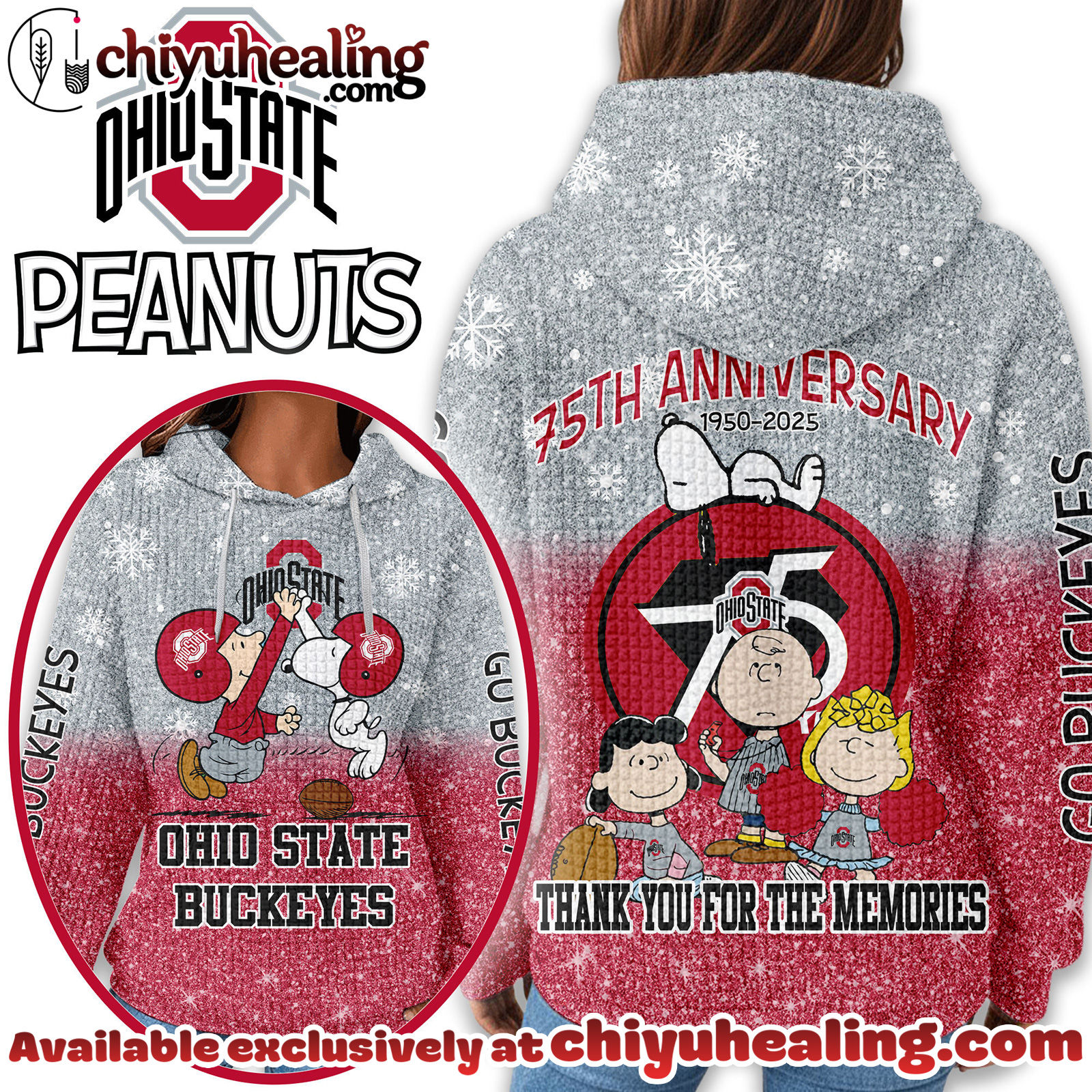 Ohio State Buckeyes Premium NCAA Peanuts Anniversary 3D Waffle Hoodie, Sweatshirt, Tshirt HI