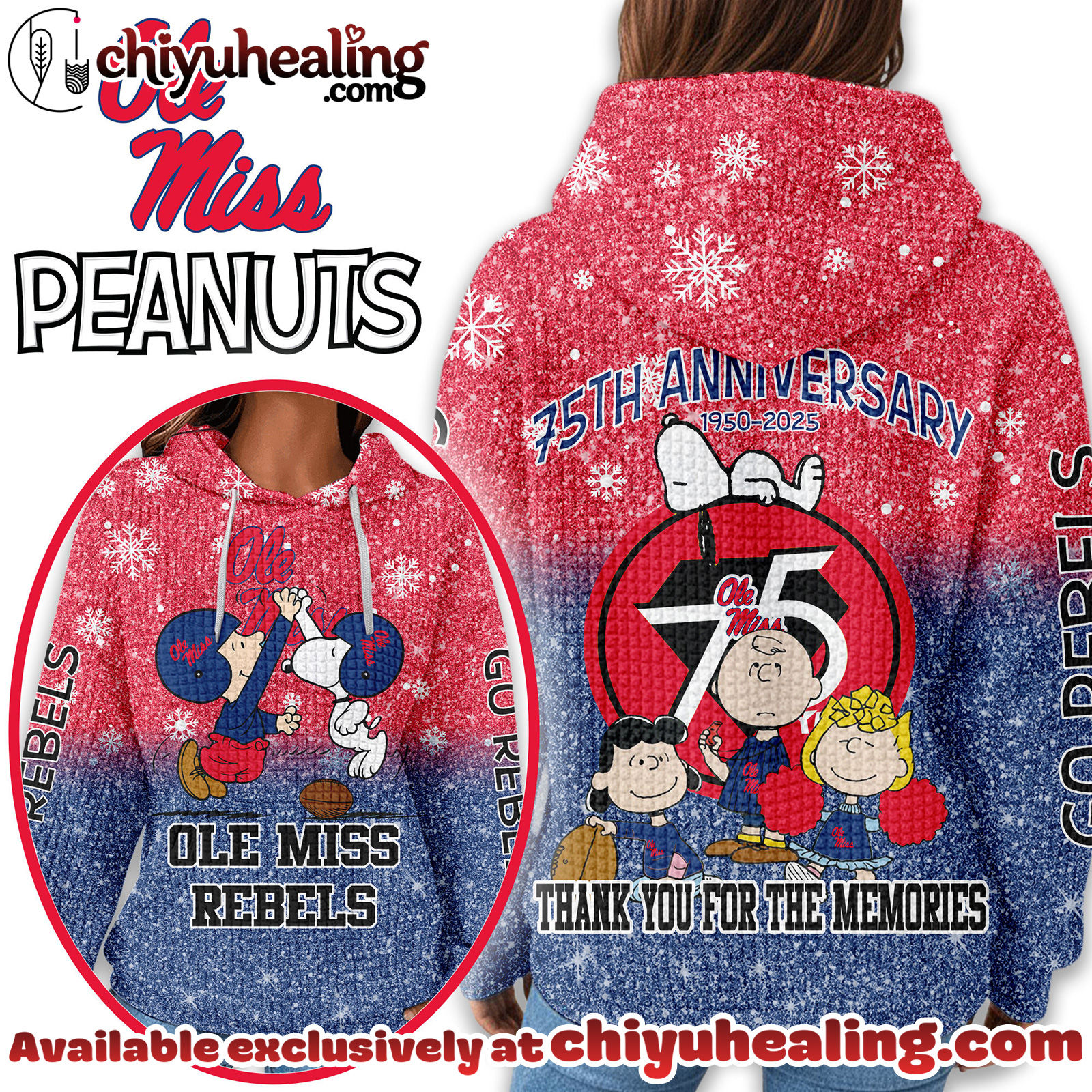Ole Miss Rebels Premium NCAA Peanuts Anniversary 3D Waffle Hoodie, Sweatshirt, Tshirt HI