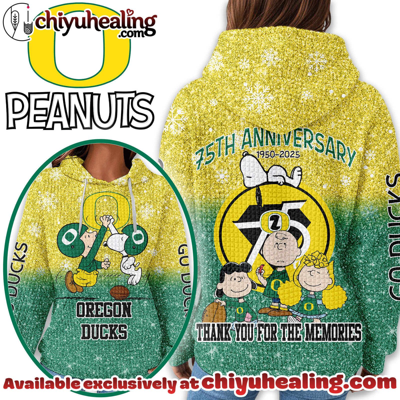 Oregon Ducks Premium NCAA Peanuts Anniversary 3D Waffle Hoodie, Sweatshirt, Tshirt HI