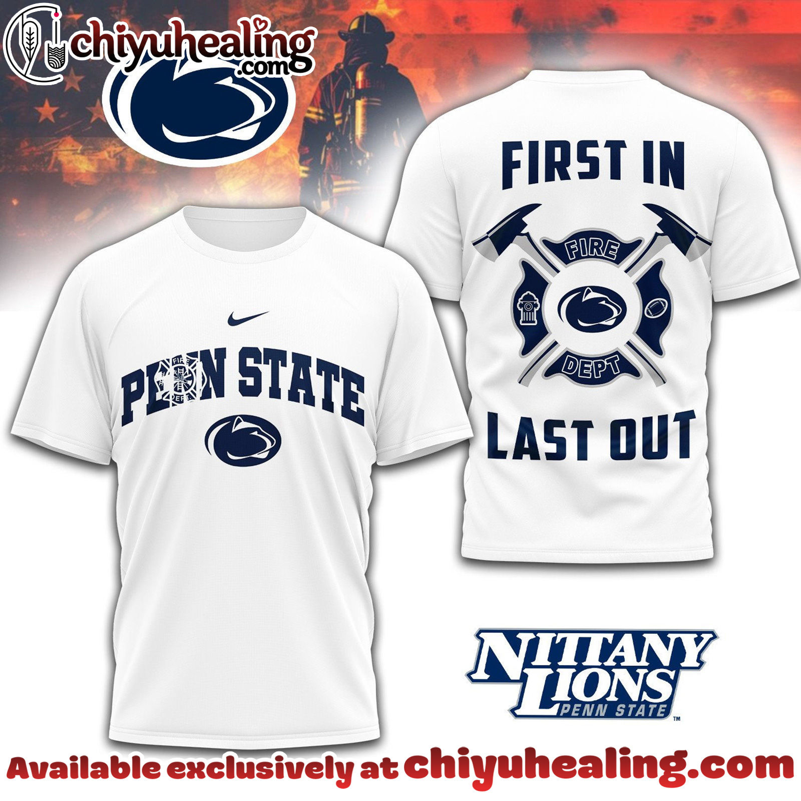 Penn State Nittany Lions Premium Fire Dept 3D Shirt NCAA TD