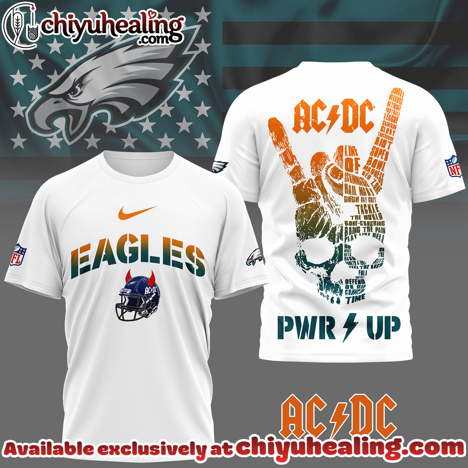 Philadelphia Eagles Premium NFL AcDc Fan 3D Shirt, Hoodie, Sweatshirt, All Team NFL