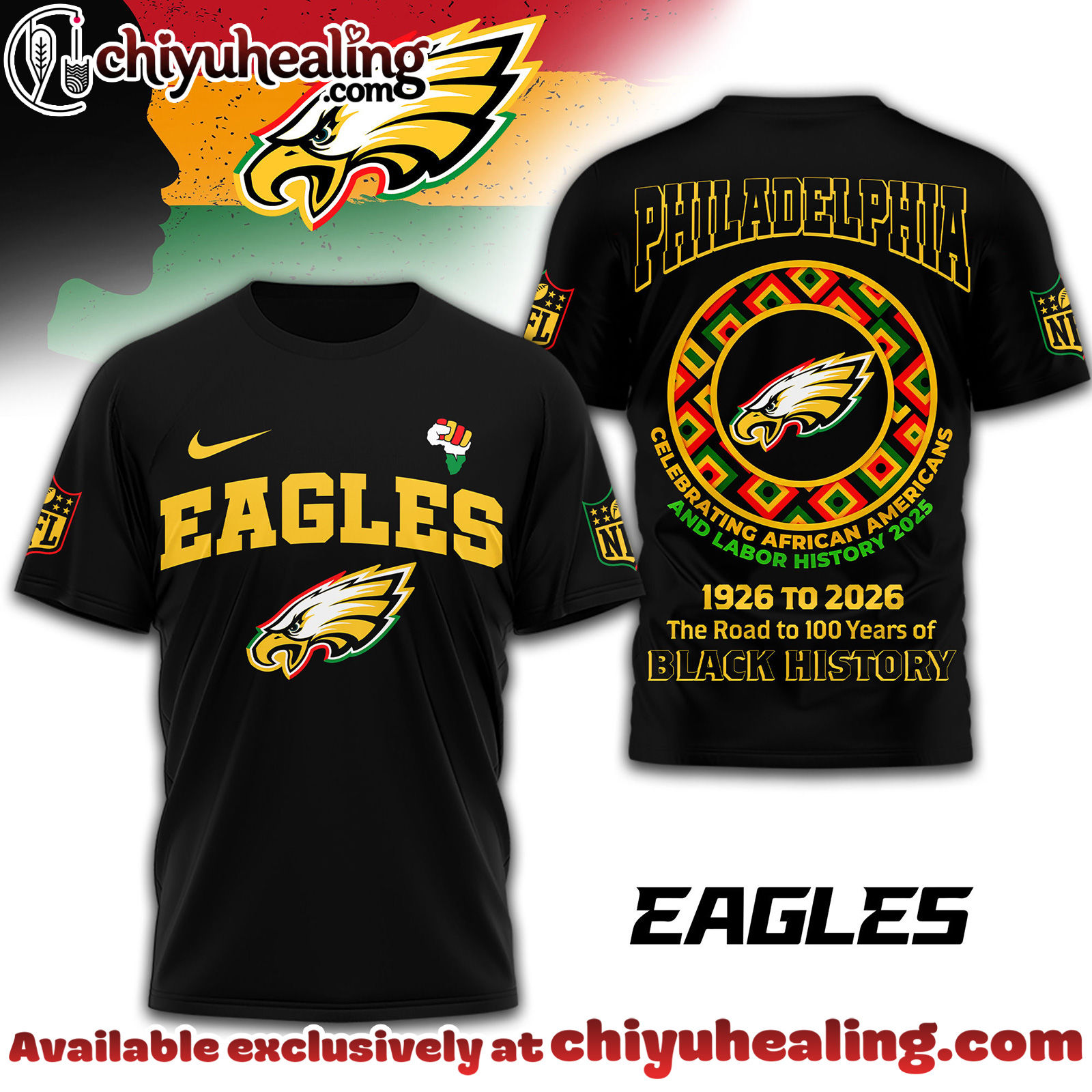 Philadelphia Eagles Premium NFL Black History Month 3D Tshirt, Sweatshirt, Hoodie