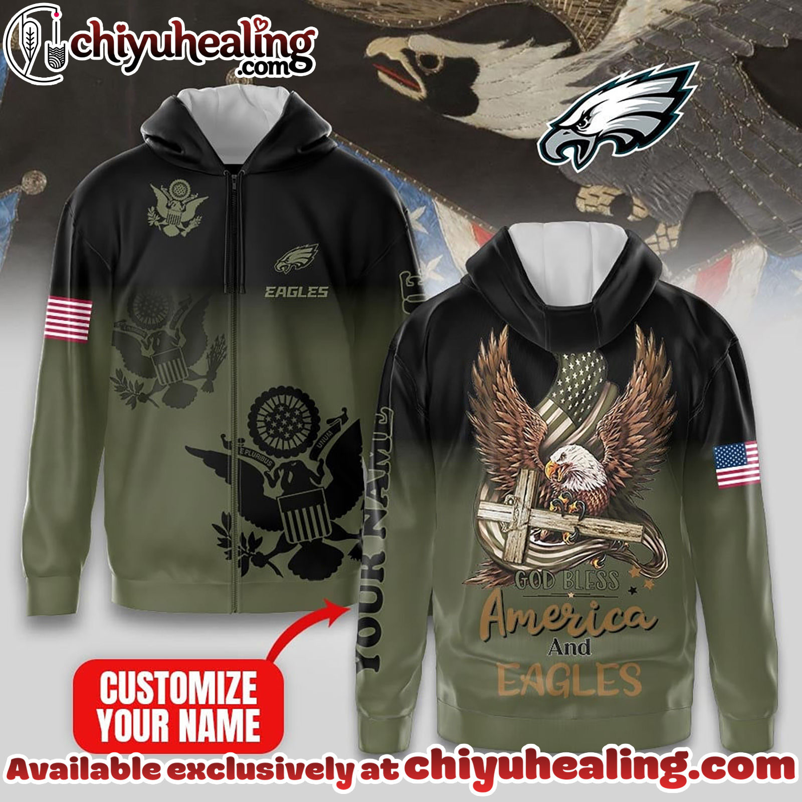 Philadelphia Eagles Premium NFL God Bless America Zip Hoodie, T-shirt, Sweatshirt