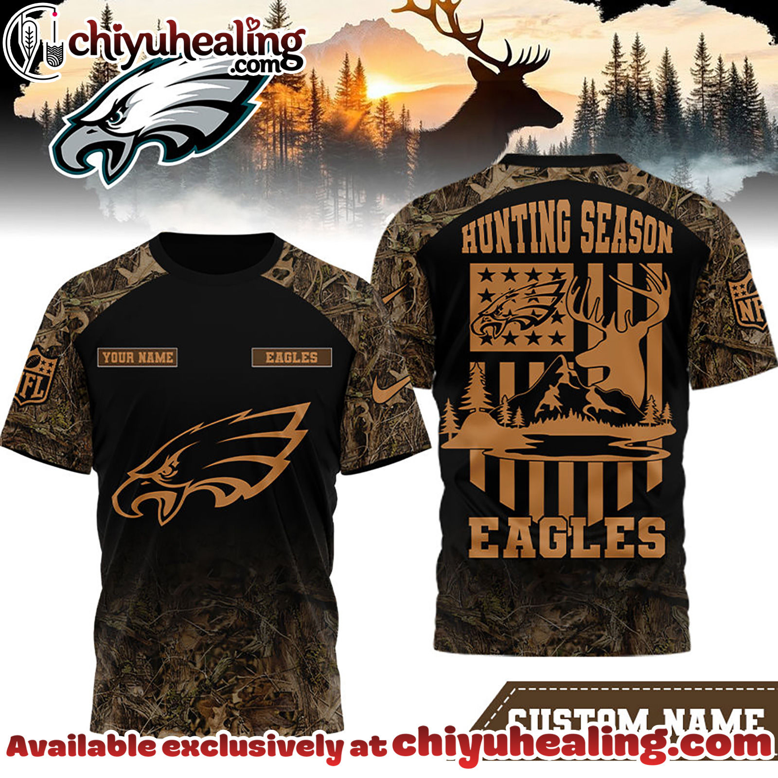 Philadelphia Eagles Premium NFL Hunting Season 3D Shirt