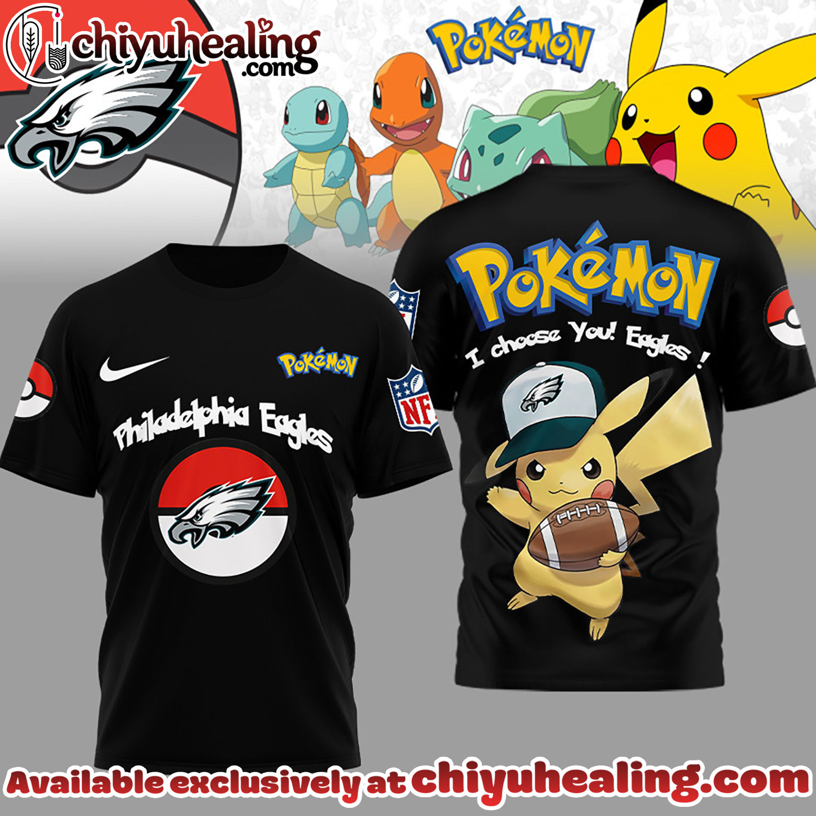 Philadelphia Eagles Premium NFL I Choose You Pikachu 3D Shirt, Hoodie, Sweatshirt, All Team NFL