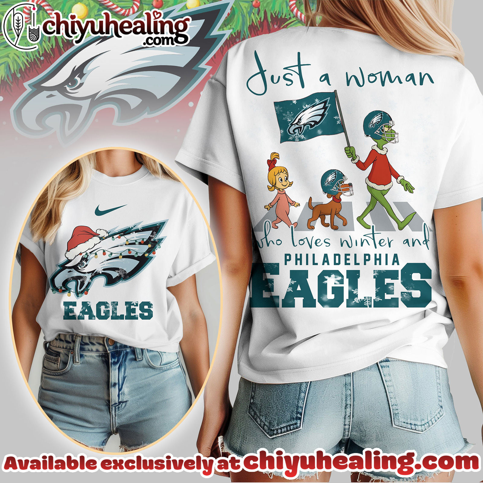 Philadelphia Eagles Premium NFL Just A Woman Who Loves Winter 3D Shirt, Hoodie, Sweatshirt, All Team NFL