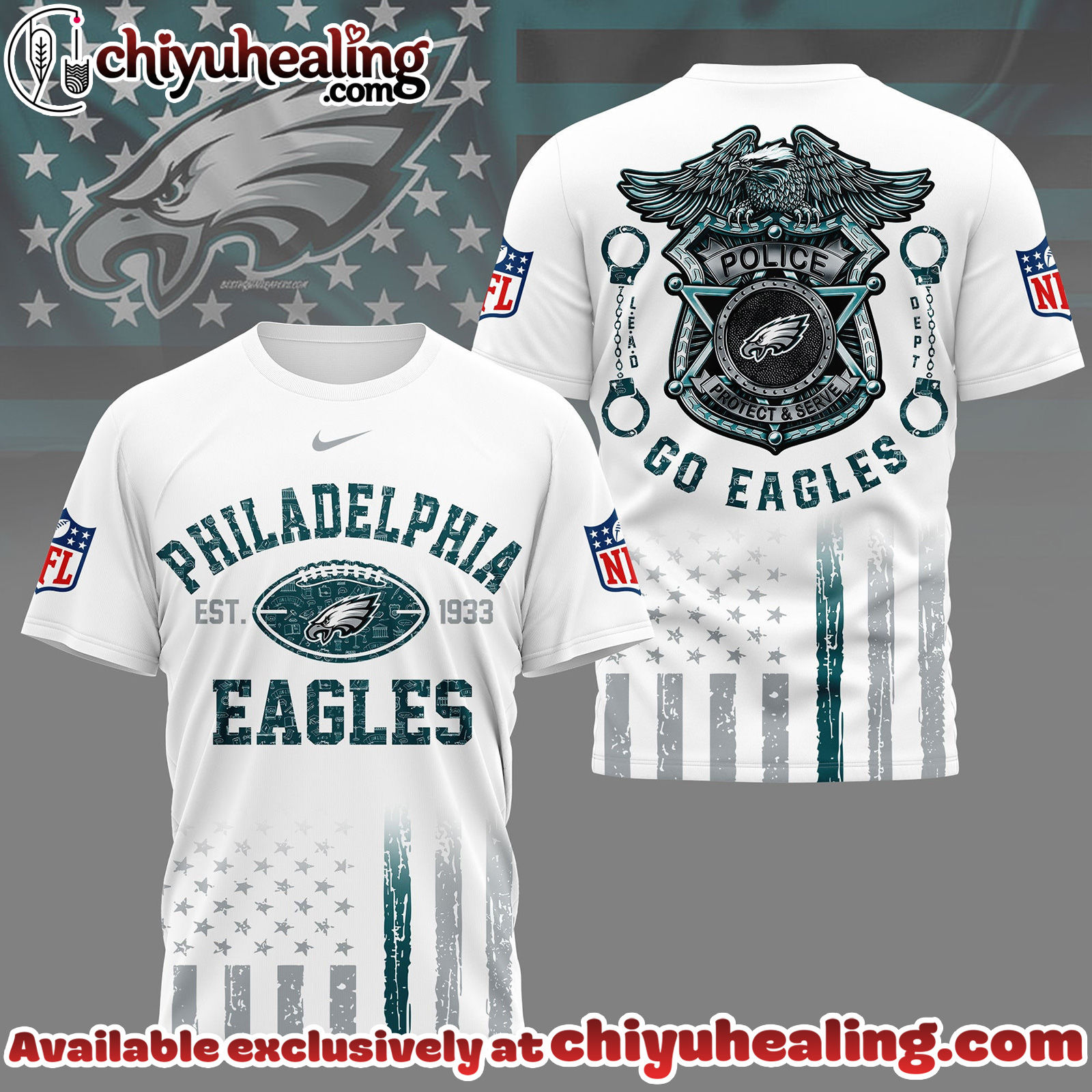 Philadelphia Eagles Premium NFL Law Enforcement Tribute 3D Shirt