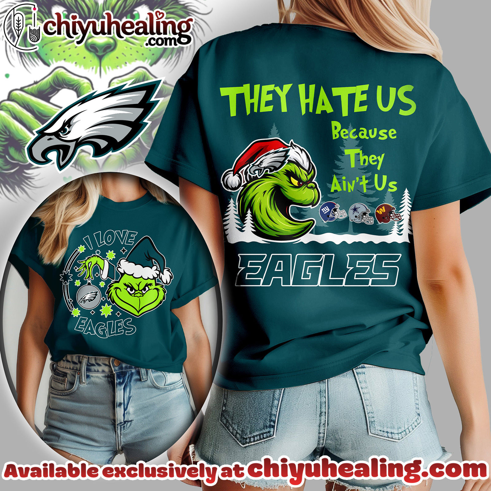 Philadelphia Eagles Premium NFL They Hate Us Grinch Women Shirt, Hoodie, Sweatshirt, All Team NFL