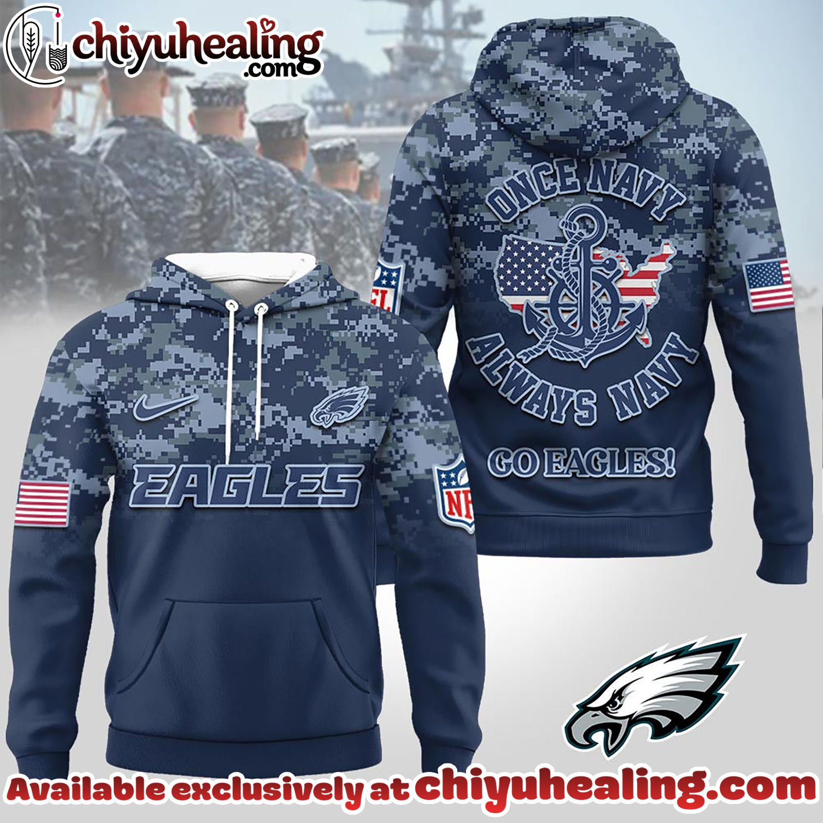 Philadelphia Eagles Premium NFL US Navy 3D Hoodie, Sweatshirt, T-Shirt, All Team NFL