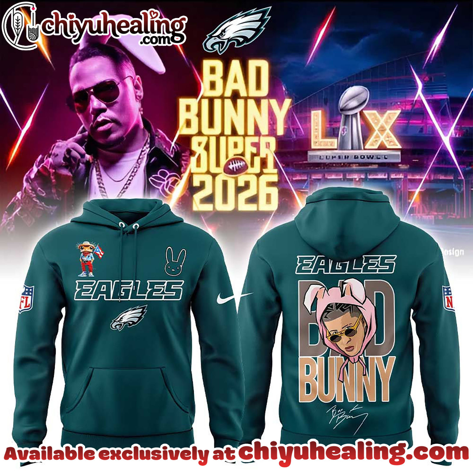 Philadelphia Eagles x Bad Bunny Super Bowl 2026 Combo Hoodie, Sweatshirt, Tshirt V2
