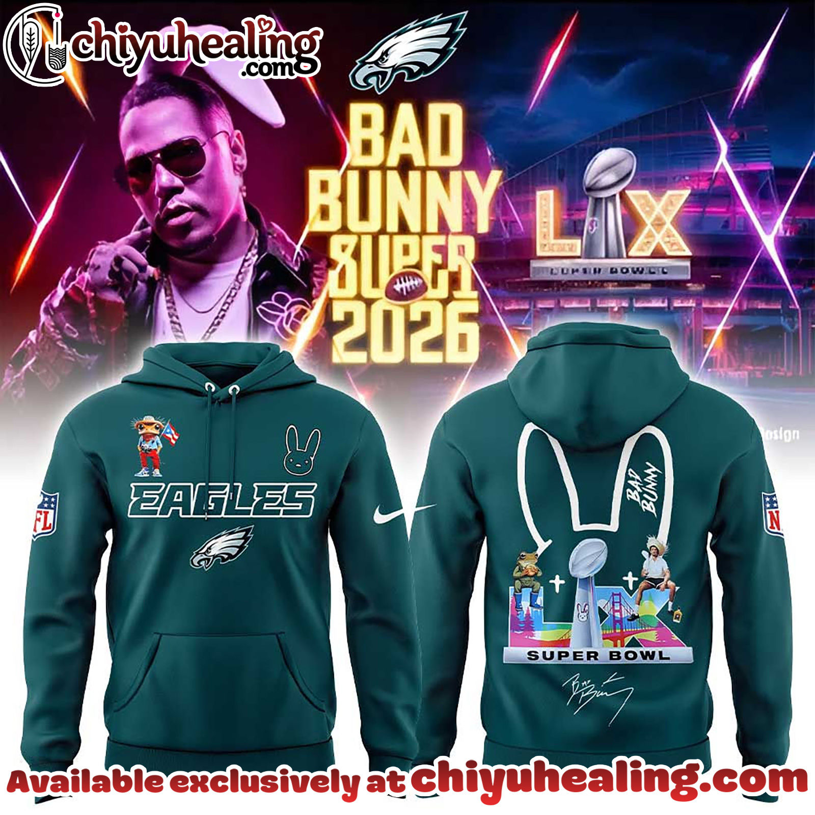Philadelphia Eagles x Bad Bunny Super Bowl 2026 Combo Hoodie, Sweatshirt, Tshirt V3