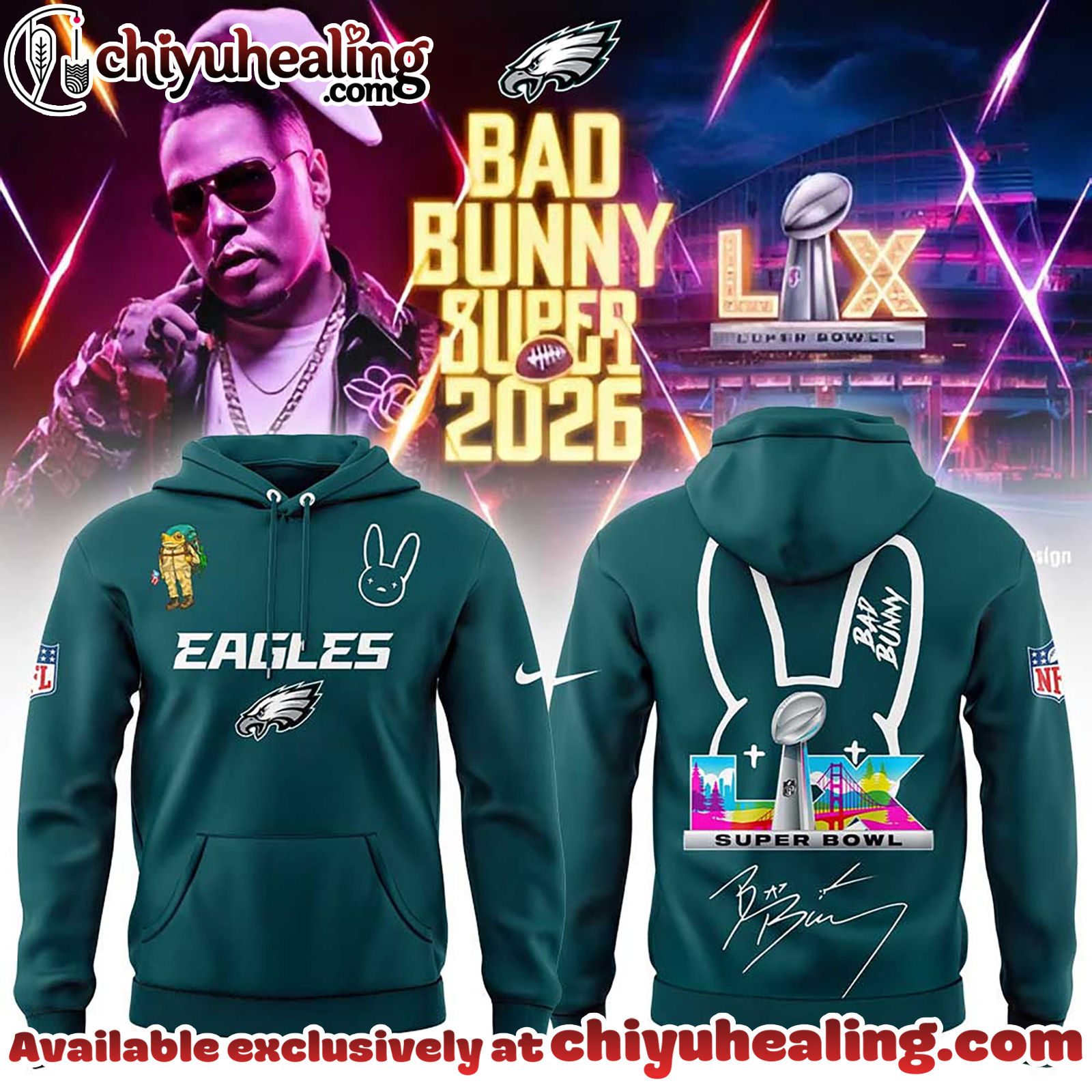 Philadelphia Eagles x Bad Bunny Super Bowl 2026 Combo Hoodie, Sweatshirt, Tshirt