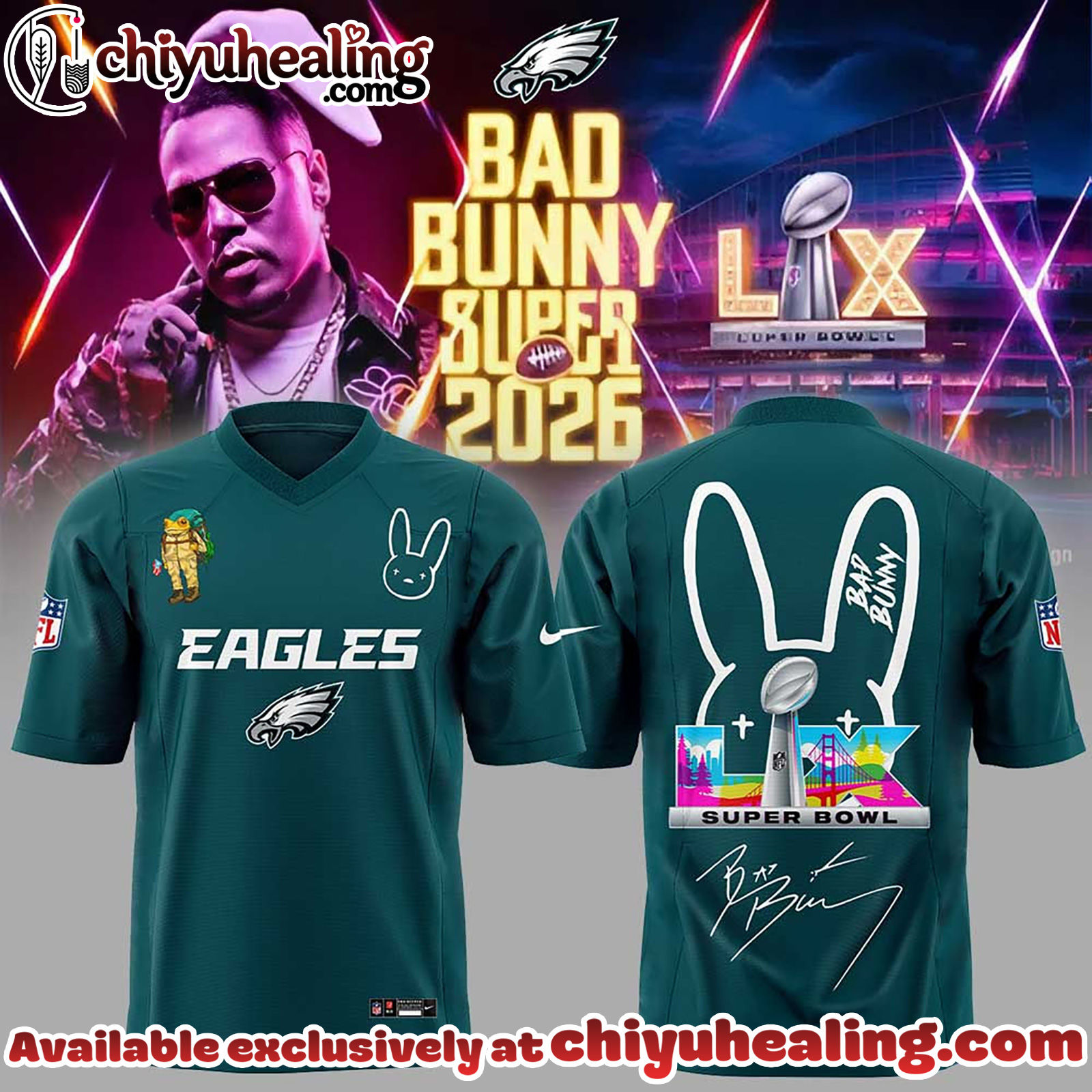 Philadelphia Eagles x Bad Bunny Super Bowl 2026 Football Jersey V2