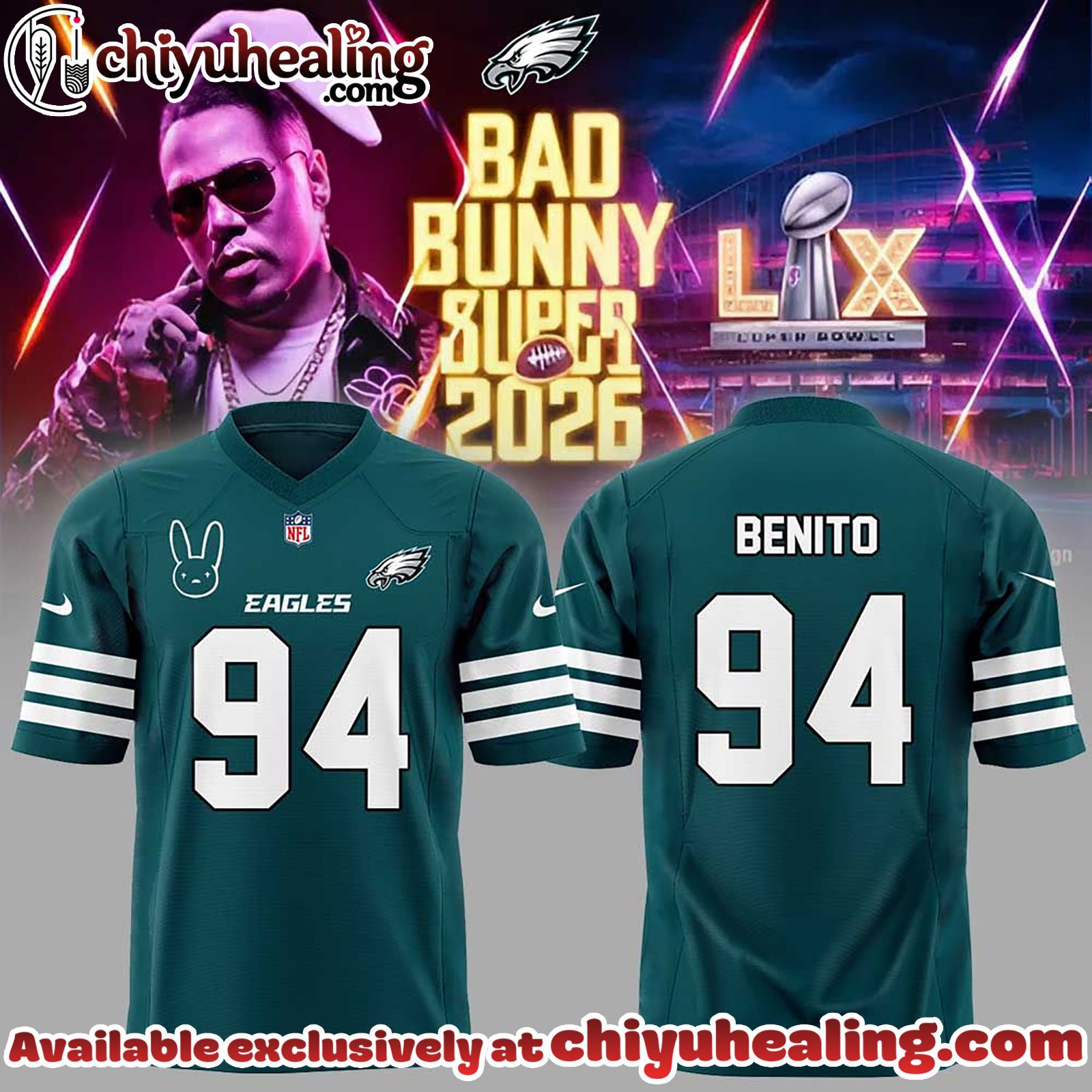Philadelphia Eagles x Bad Bunny Super Bowl 2026 Football Jersey