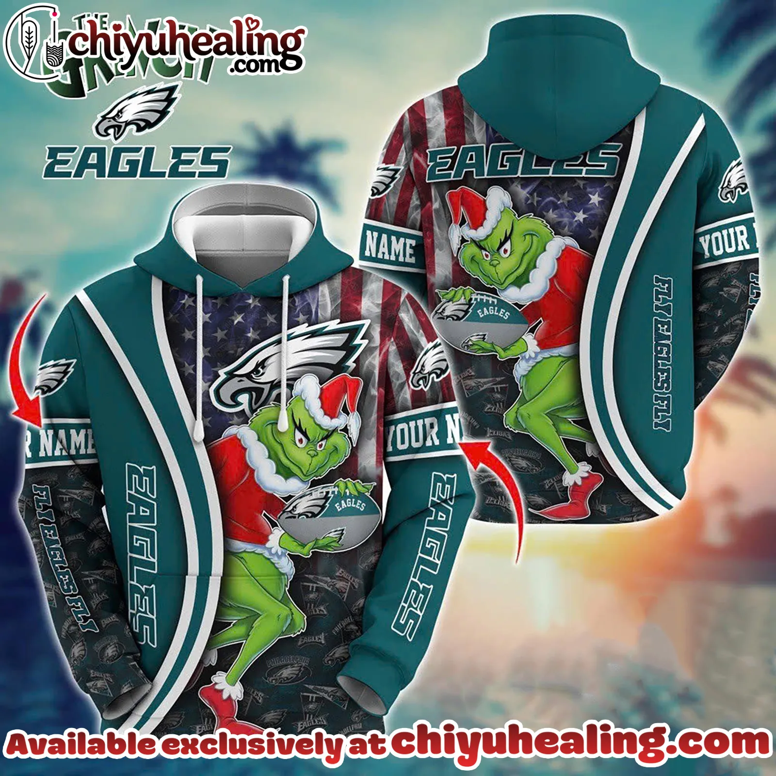 Philadelphia Eagles x The Grinch Christmas Football Hoodie Limited Edition-3D Unisex Hoodie